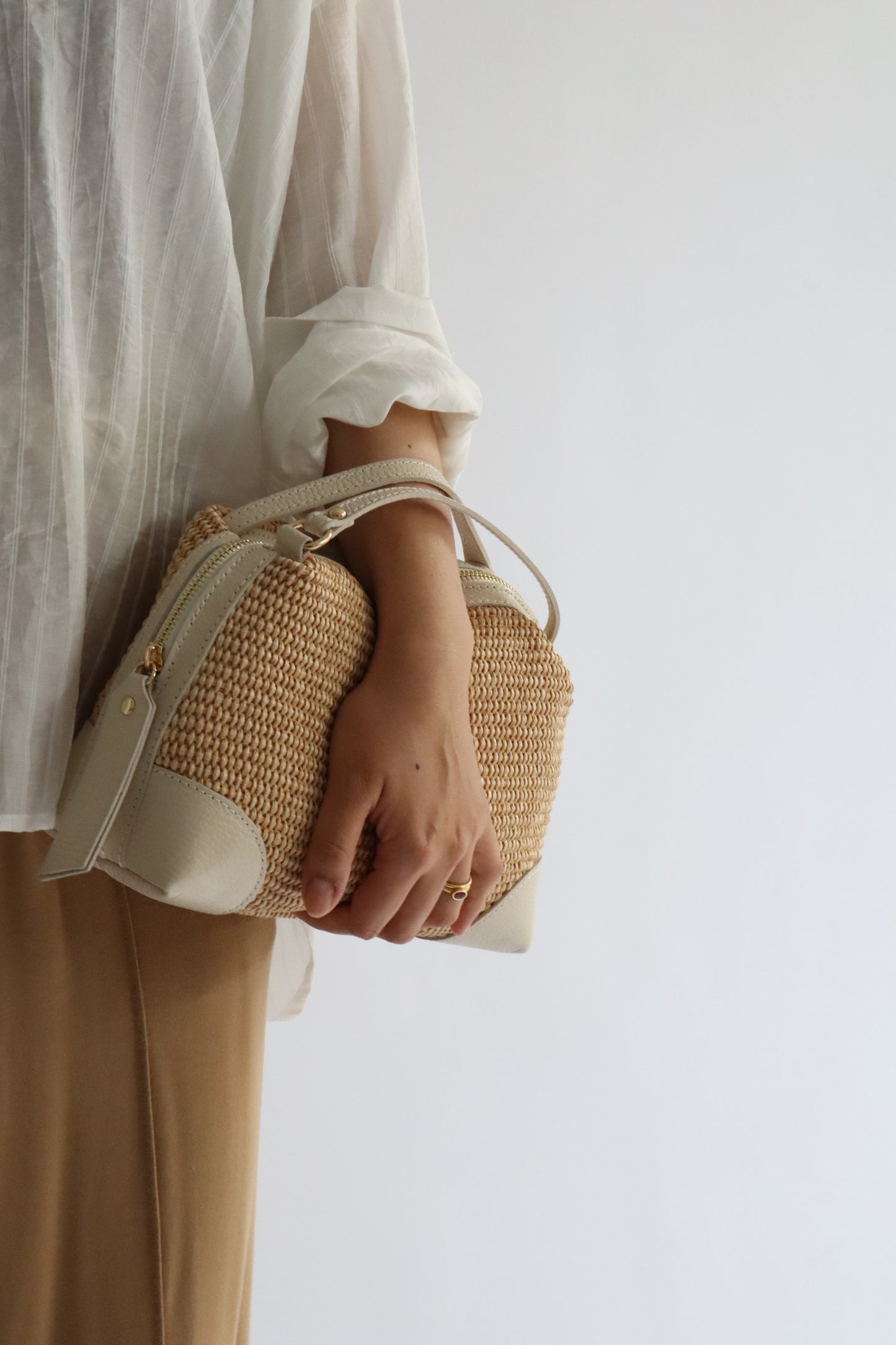 【MILLELA  FIRENZE】ラフィア×レザー2WAYバッグ