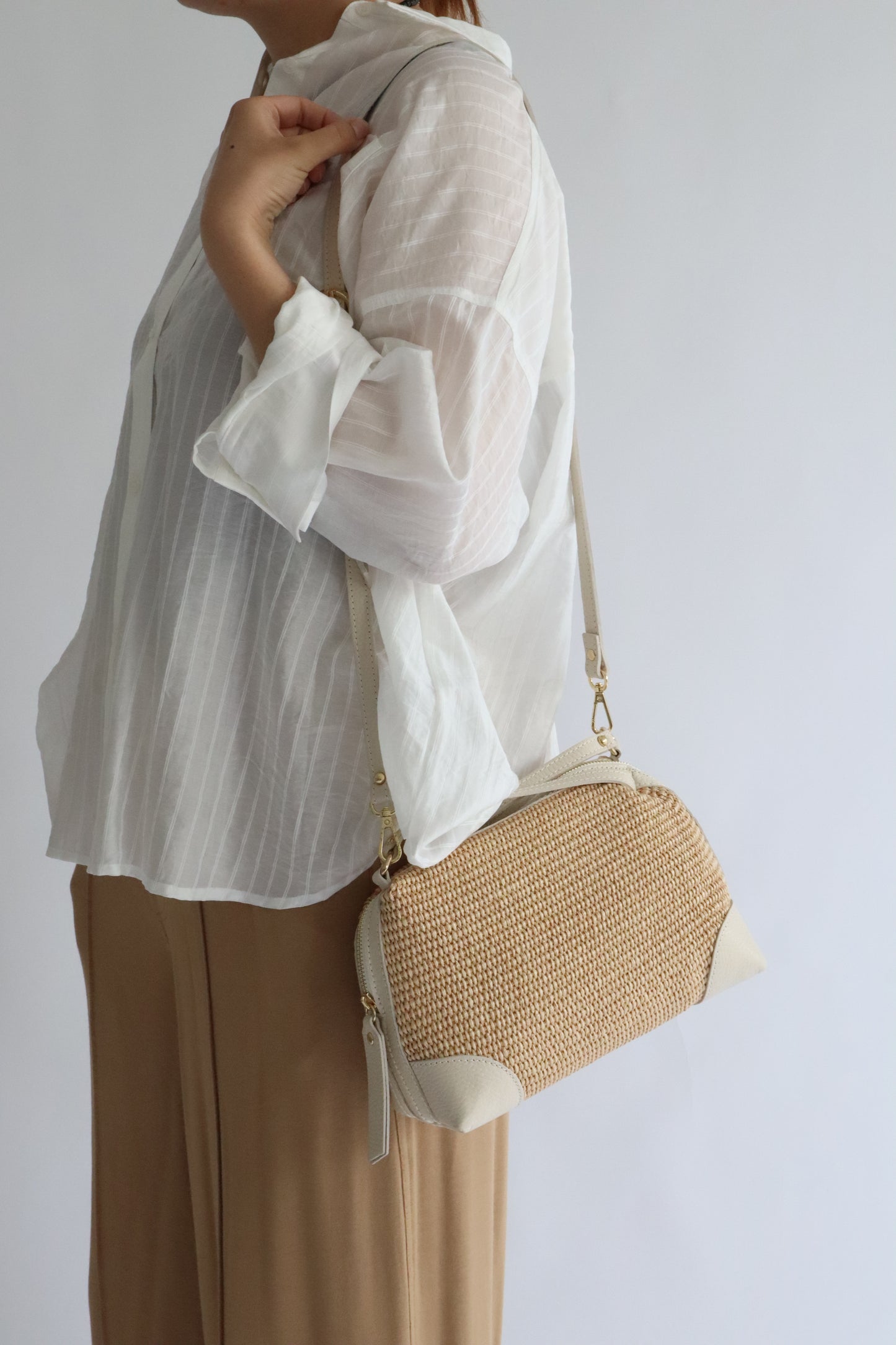 【MILLELA  FIRENZE】ラフィア×レザー2WAYバッグ