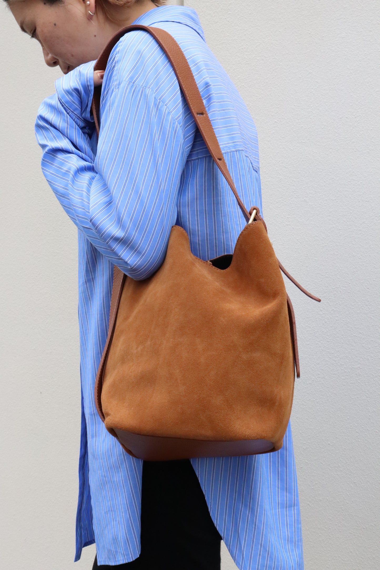 【MILLELA  FIRENZE】スエードワンショルダーバケットバッグ