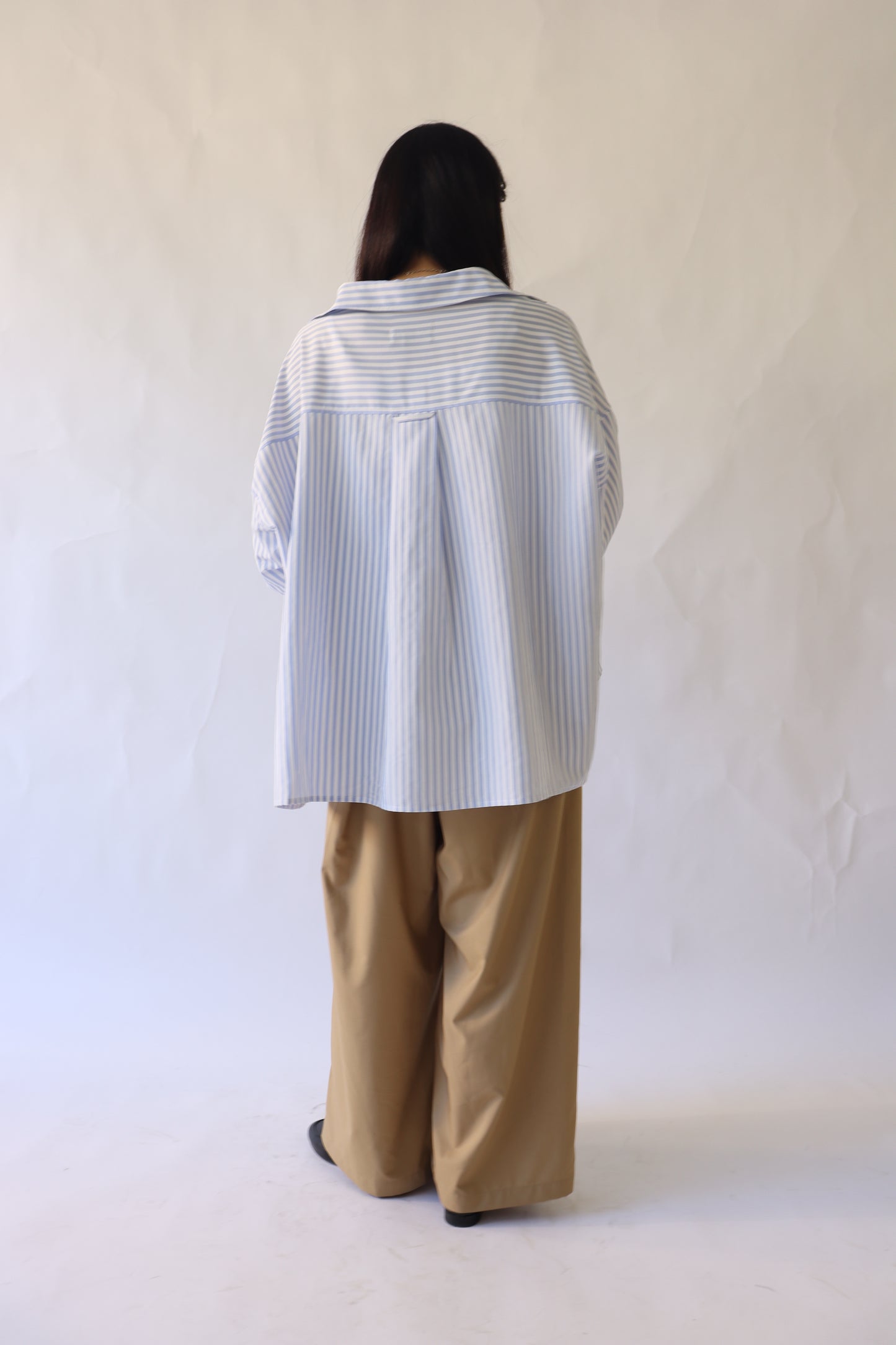 【ACUTA】ストライプブロードポンチョ風シャツ