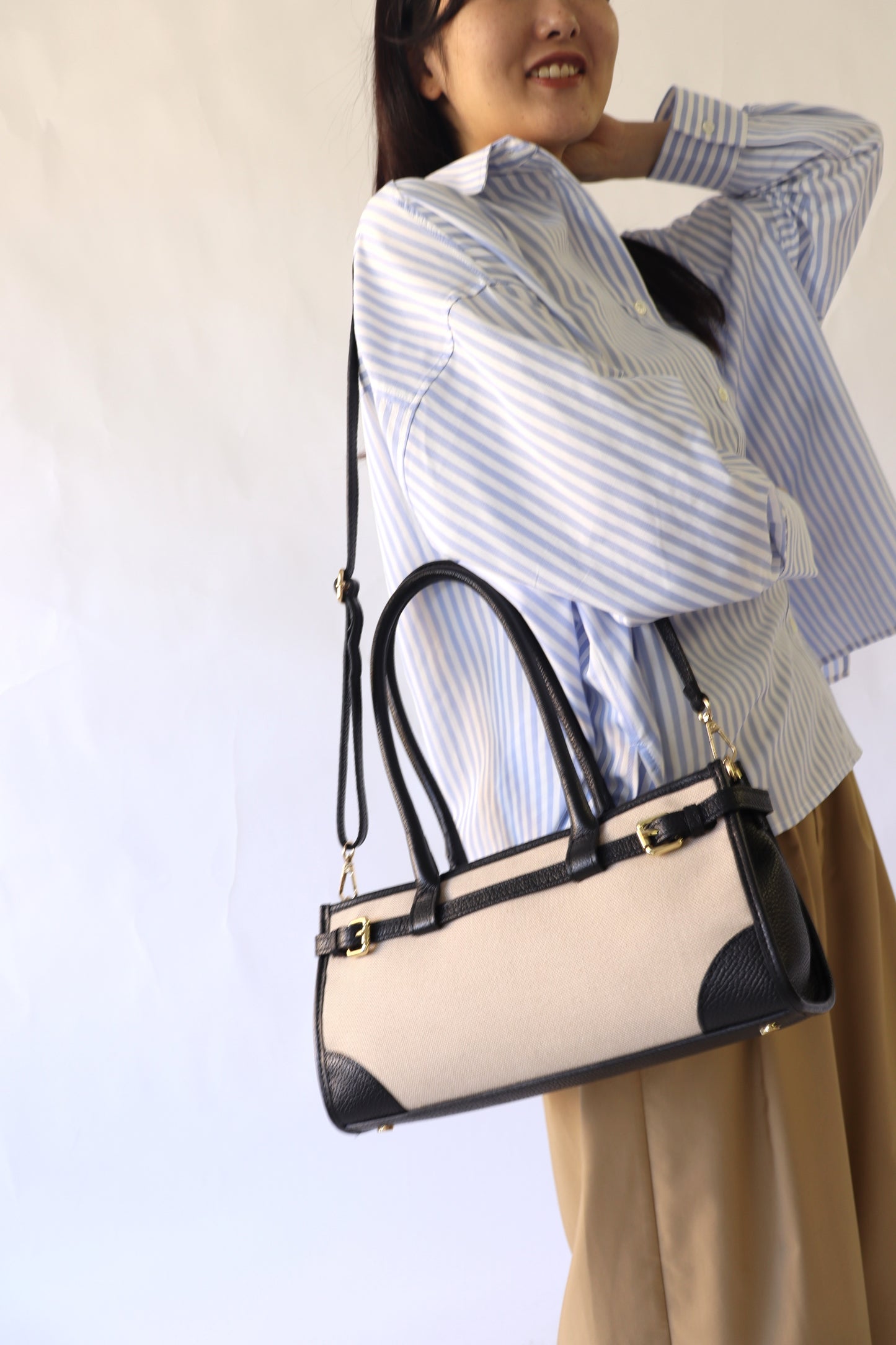 【MILLELA  FIRENZE】【PREORDER】レザー×キャンバス2WAYバッグ