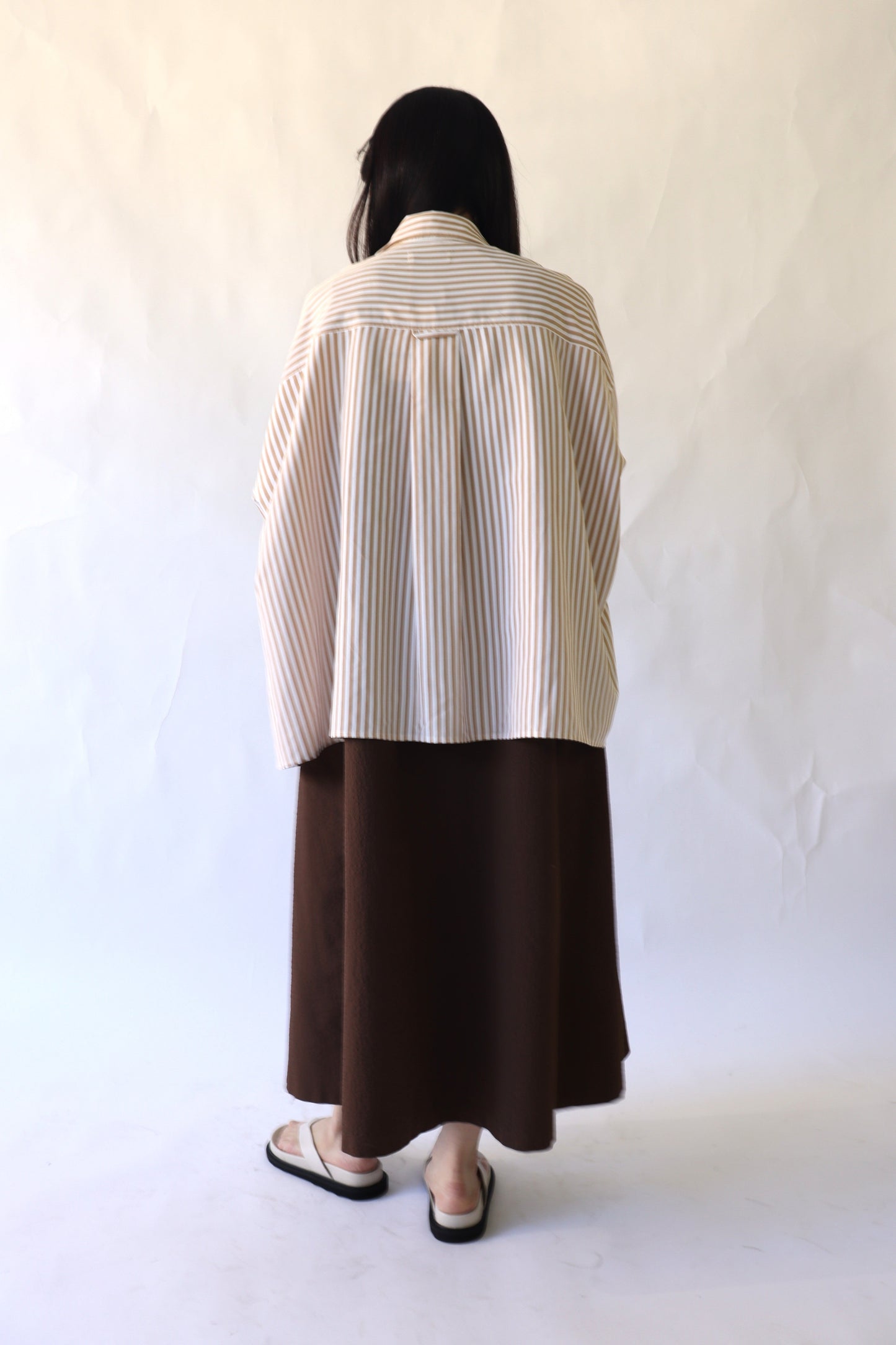 【ACUTA】ストライプブロードポンチョ風シャツ