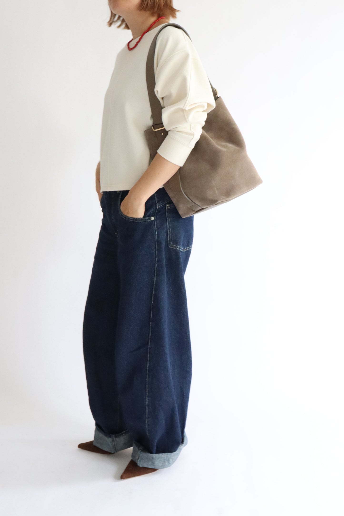 【MILLELA  FIRENZE】スエードワンショルダーバケットバッグ