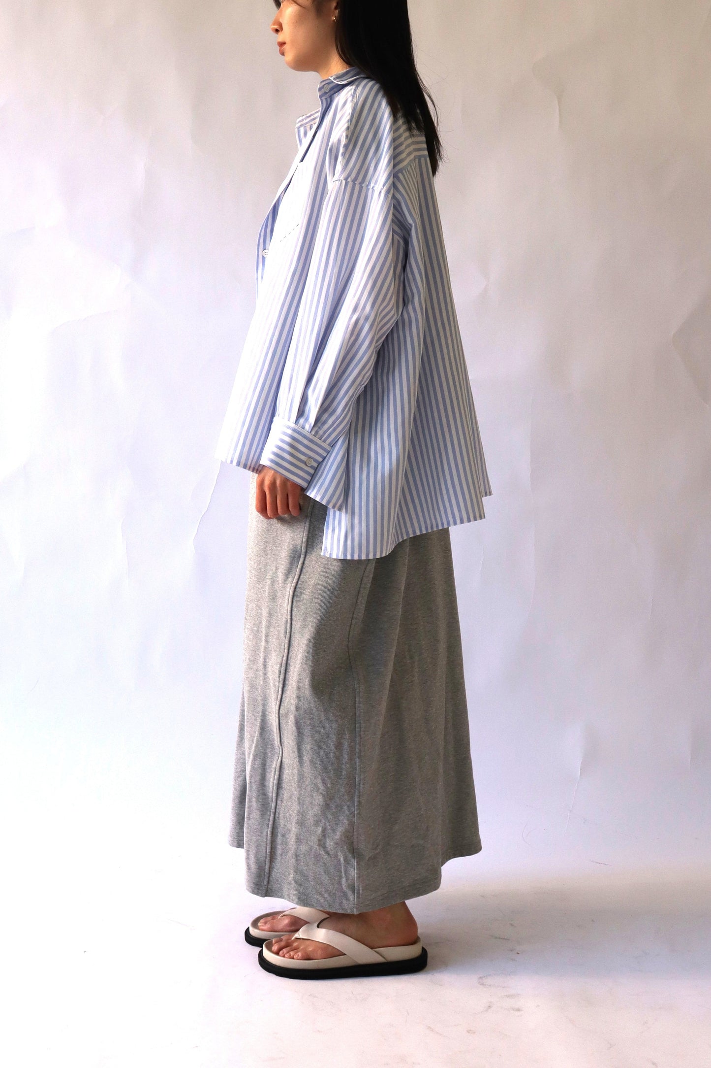 【ACUTA】ストライプブロードポンチョ風シャツ