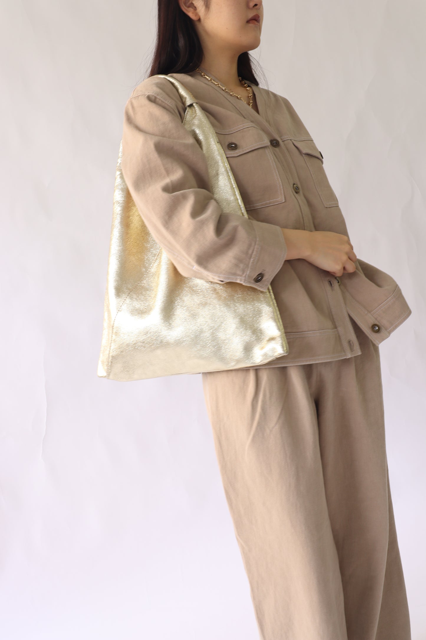 【MILLELA  FIRENZE】【PREORDER】メタリックトライアングルミディバッグ