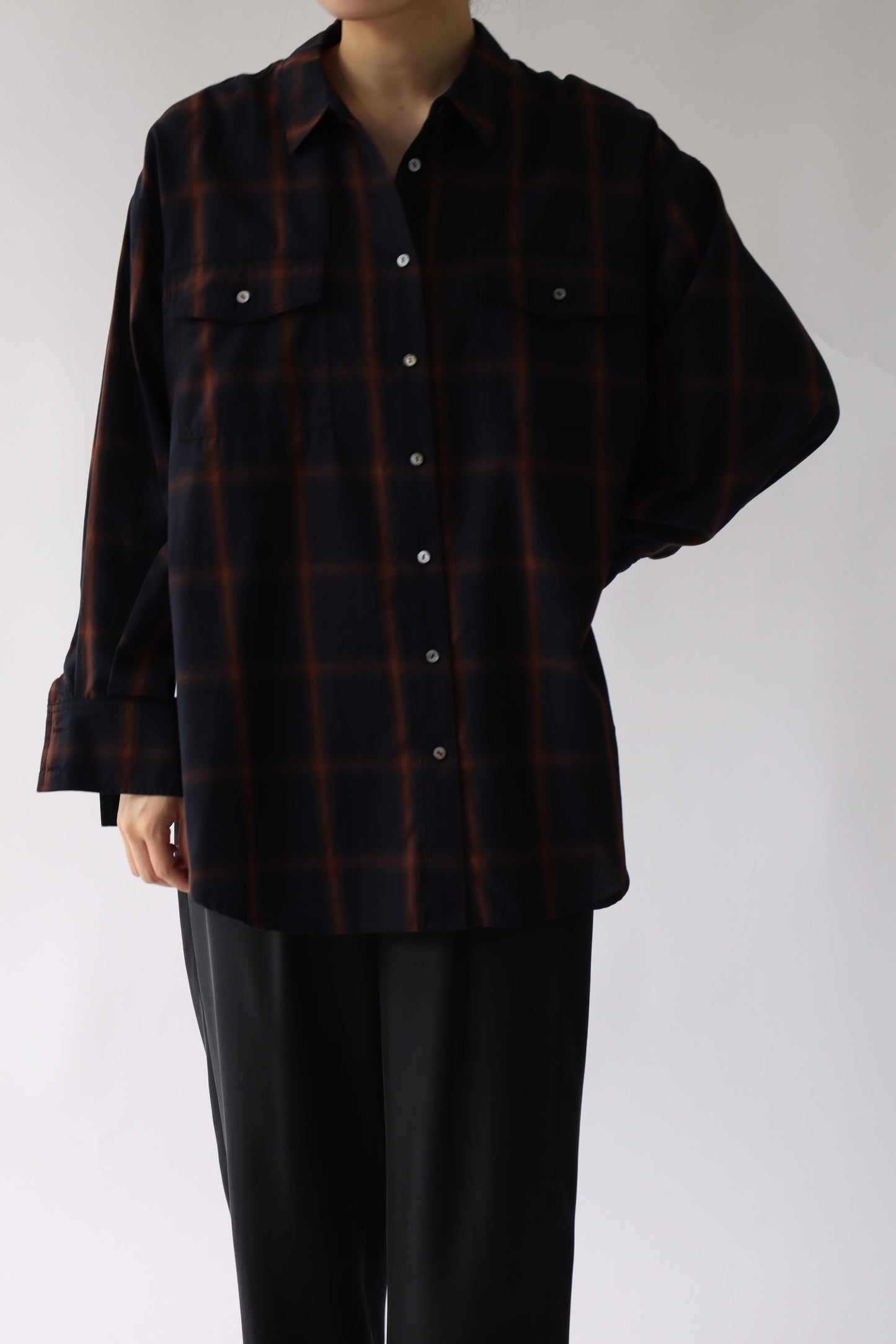【ACUTA】オンブレーチェックオーバーシャツ