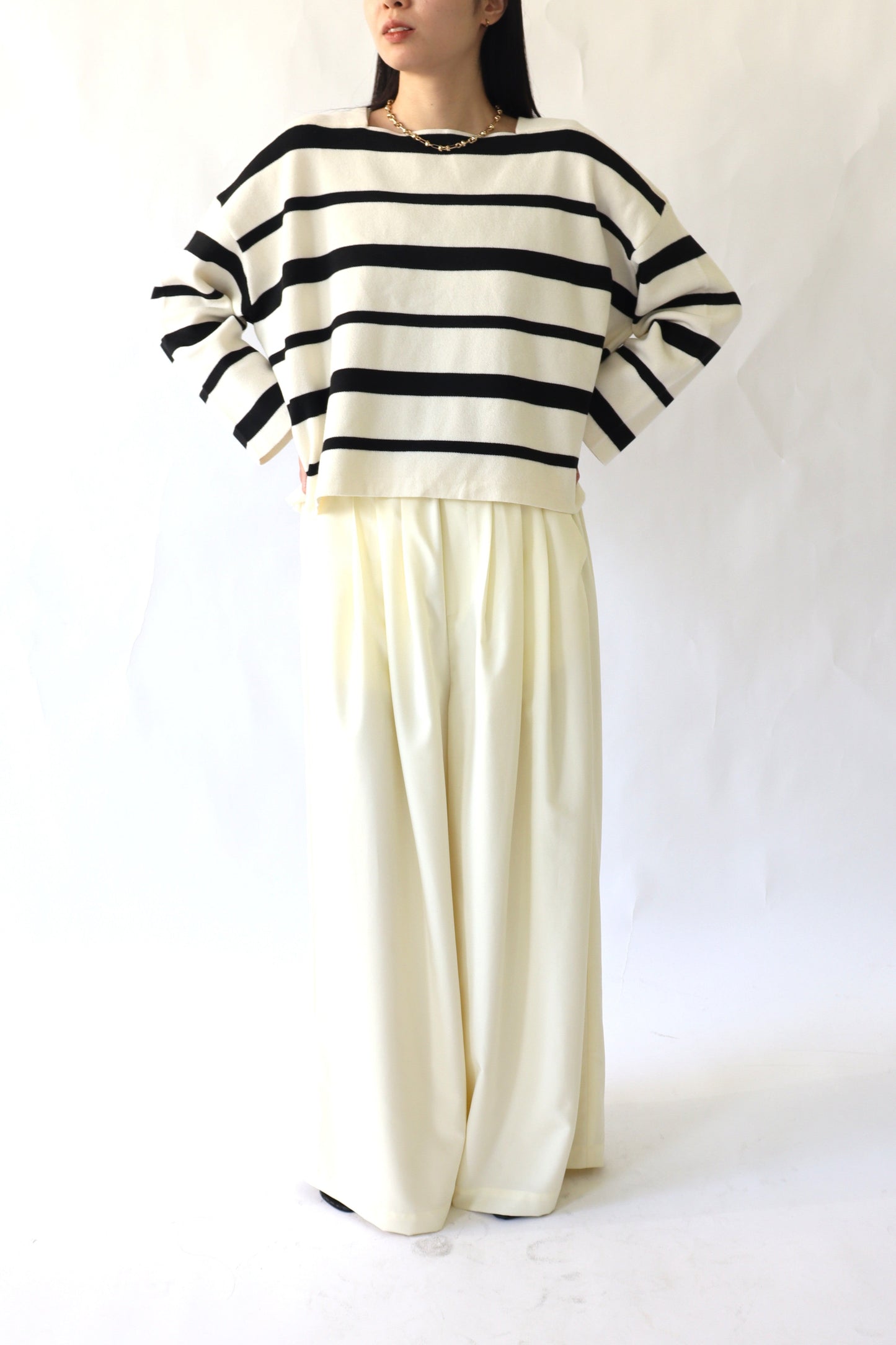 【ACUTA】スクエアネックボーダーニット