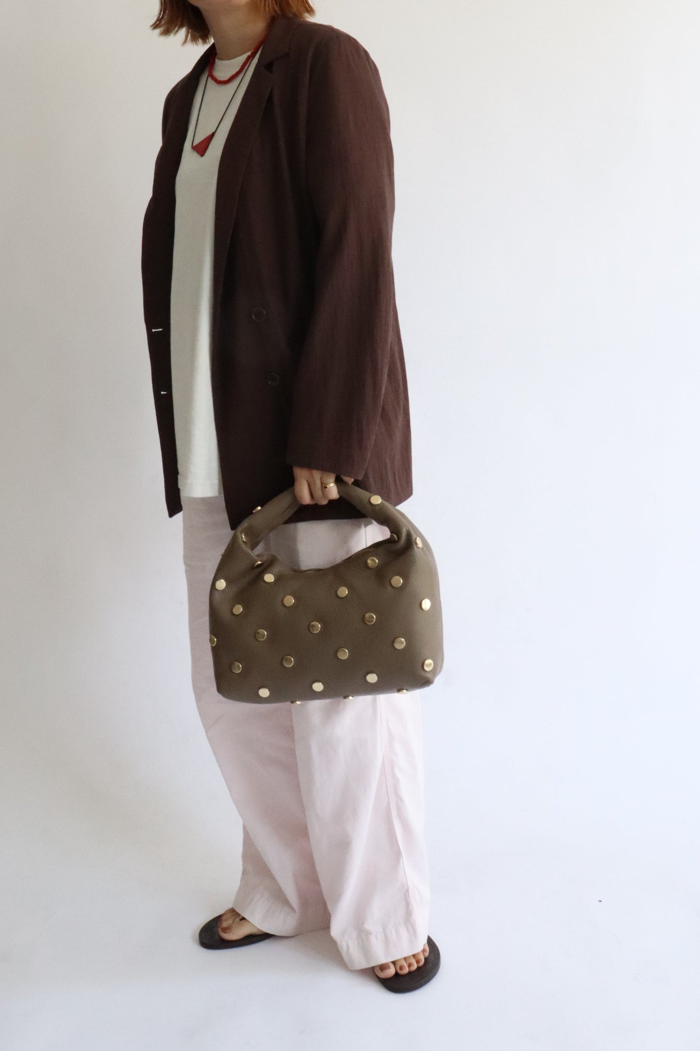 【MILLELA  FIRENZE】フラットスタッズハンドバッグ