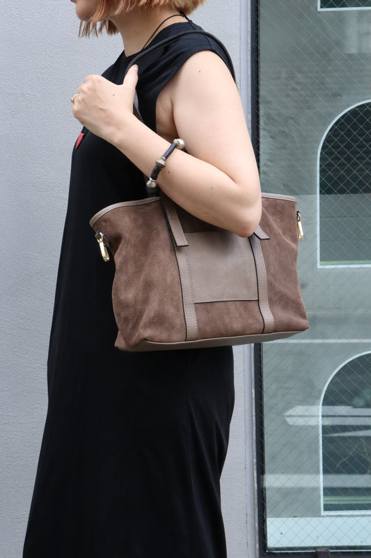 【MILLELA  FIRENZE】スエード×レザー2WAYミディトートバッグ