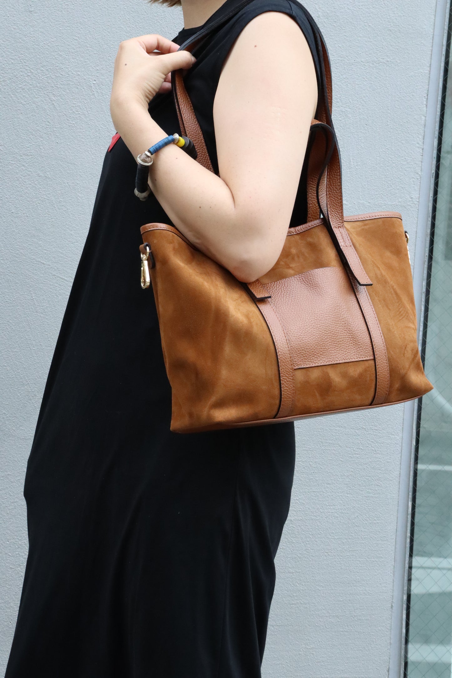 【MILLELA  FIRENZE】スエード×レザー2WAYミディトートバッグ