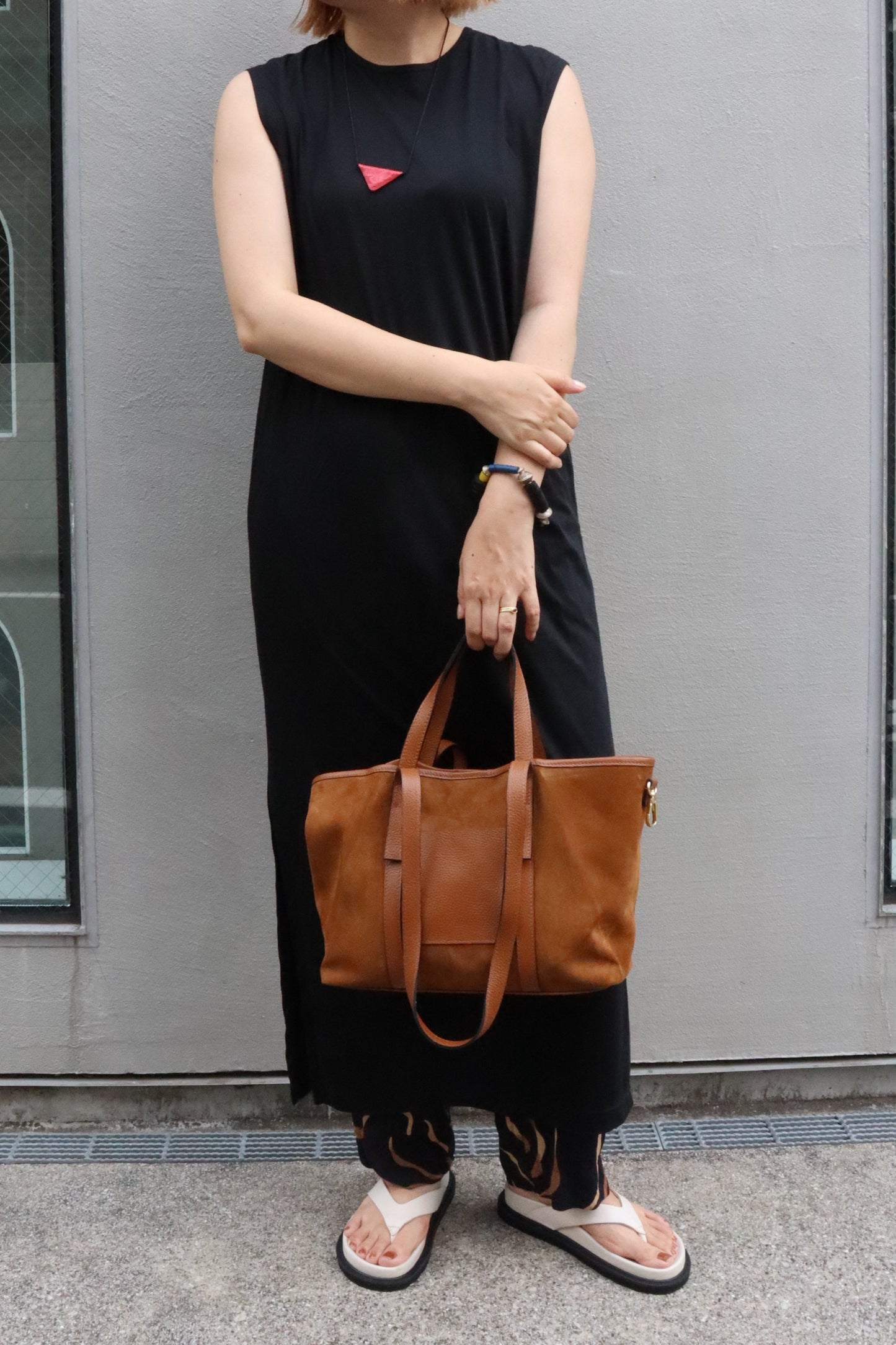 【MILLELA  FIRENZE】スエード×レザー2WAYミディトートバッグ