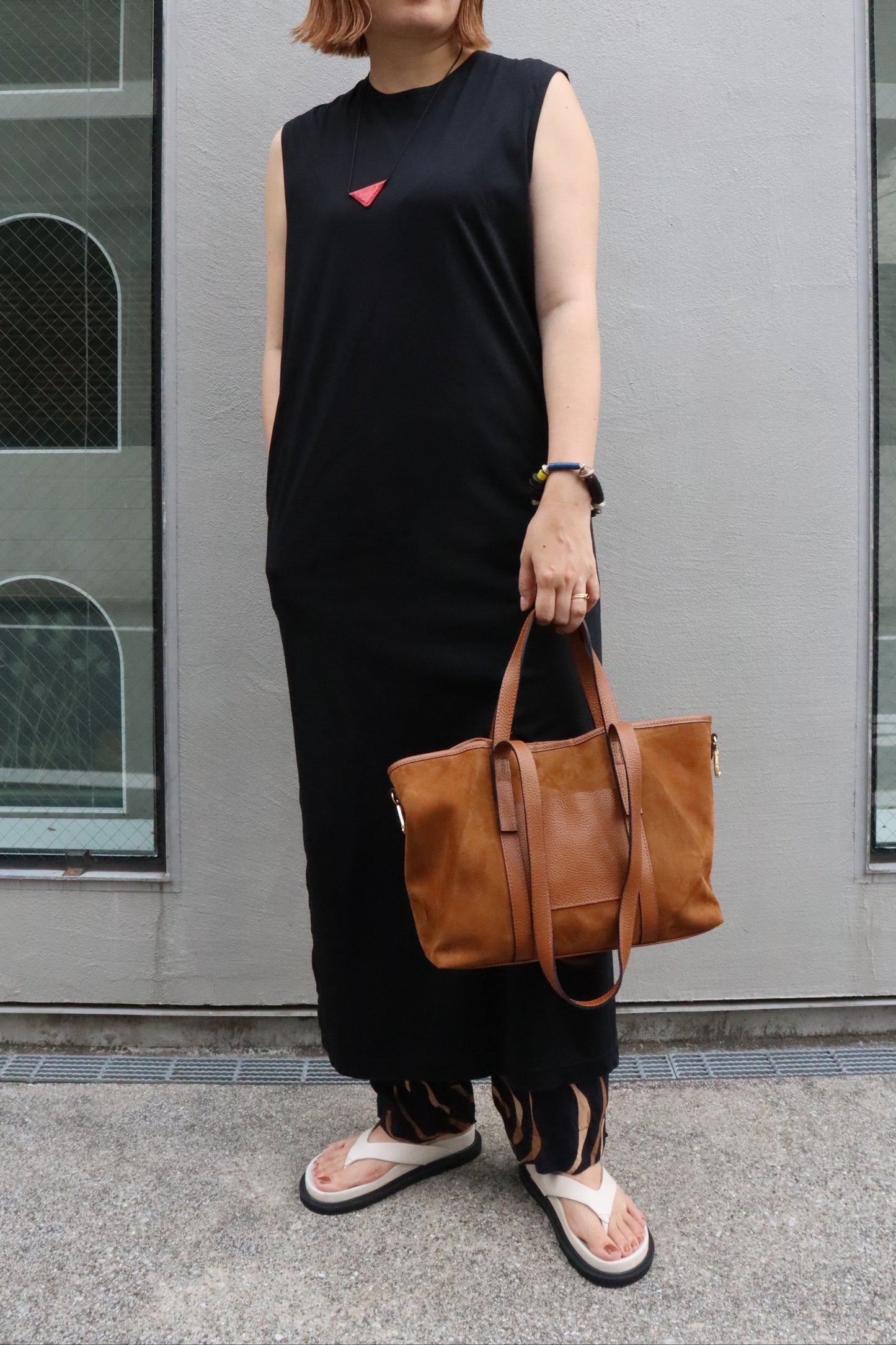 【MILLELA  FIRENZE】スエード×レザー2WAYミディトートバッグ