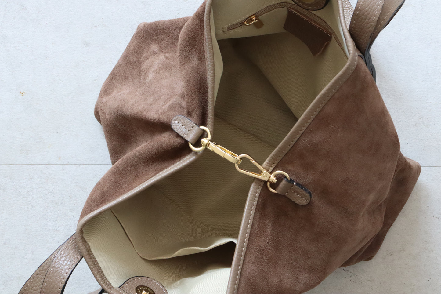 【MILLELA  FIRENZE】スエード×レザー2WAYミディトートバッグ