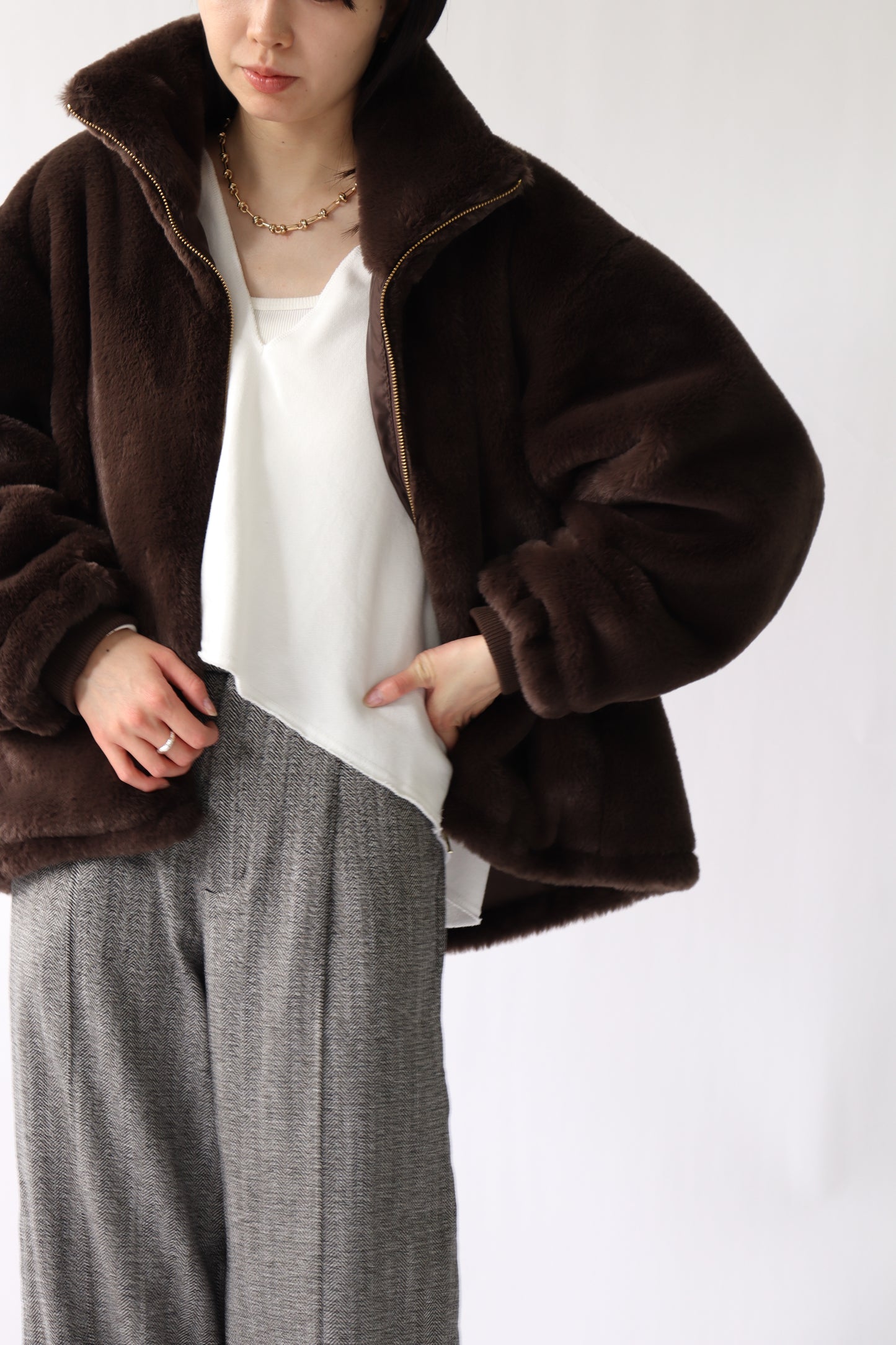 【ACUTA】【PRE ORDER】フェイクファースタンド衿ブルゾン