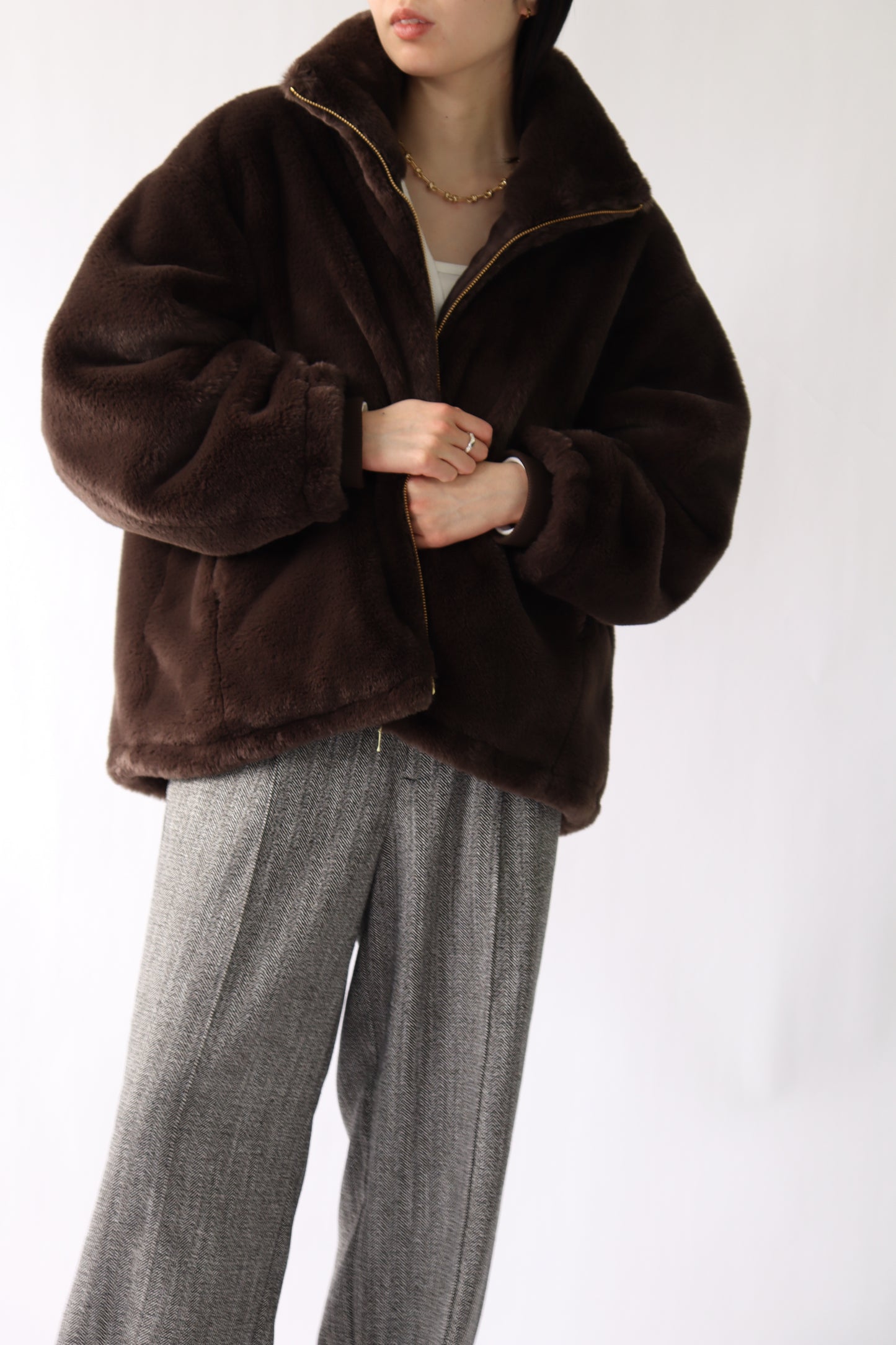 【ACUTA】【PRE ORDER】フェイクファースタンド衿ブルゾン