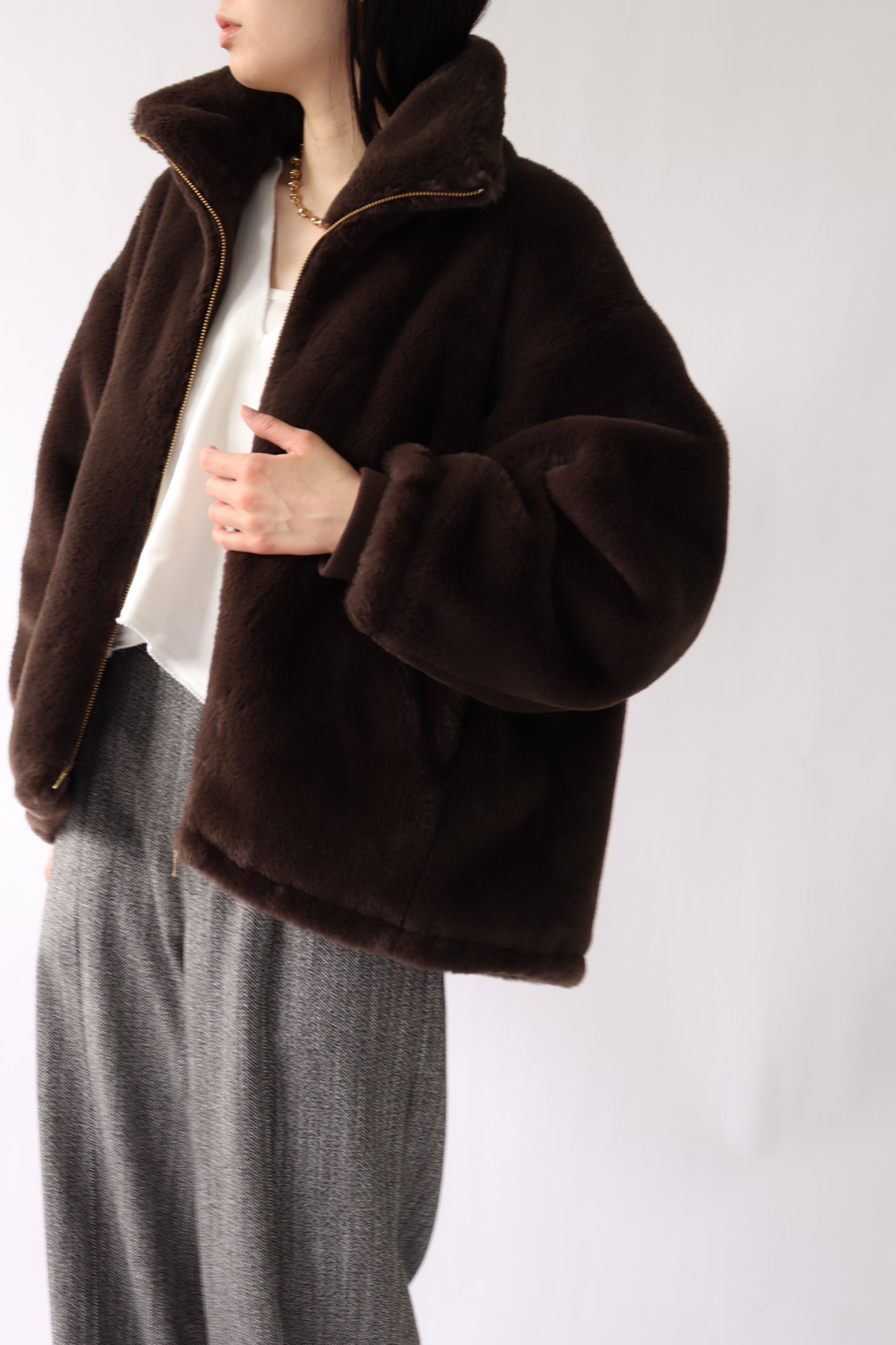 【ACUTA】【PRE ORDER】フェイクファースタンド衿ブルゾン