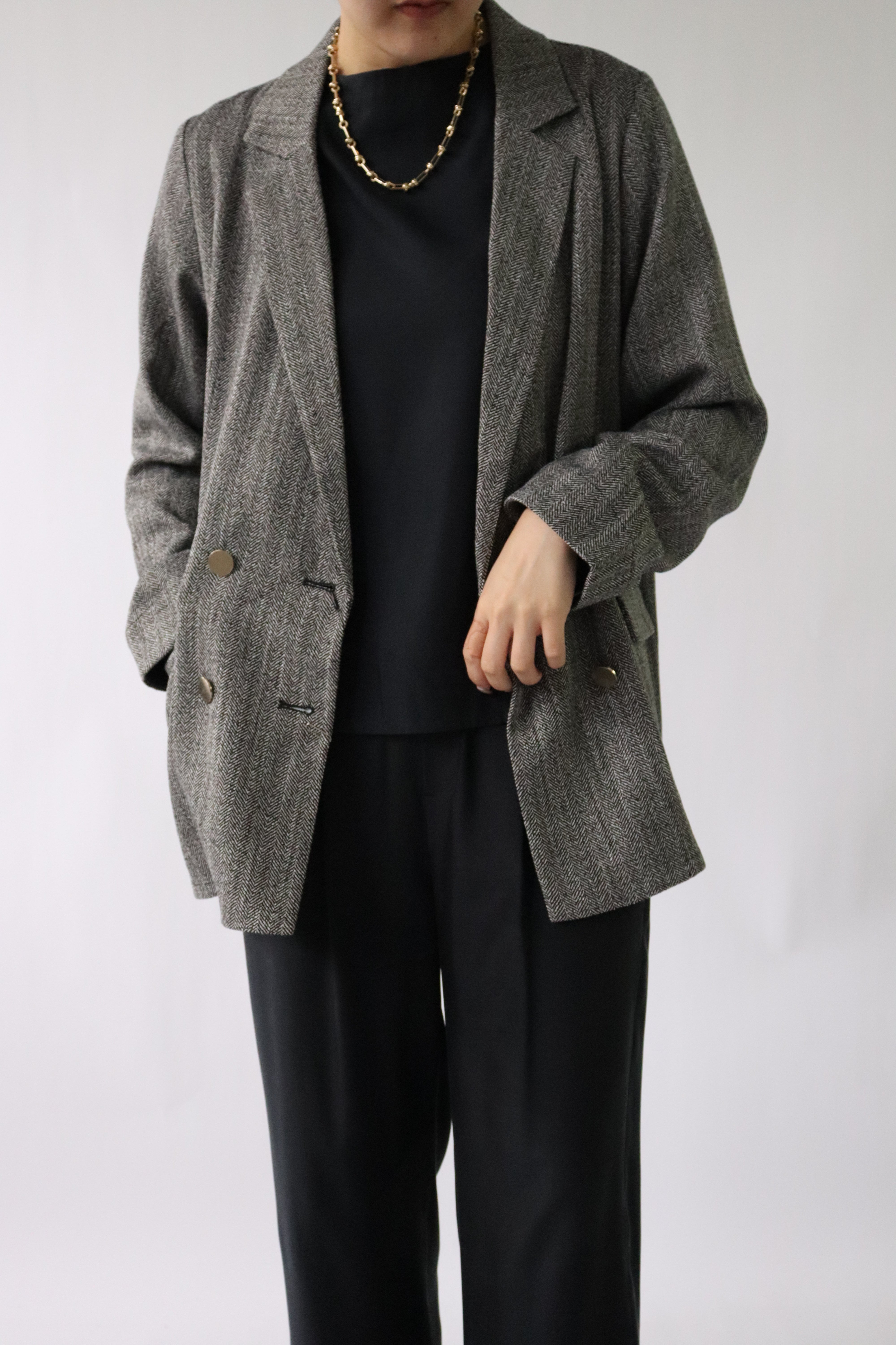 ACUTA】ヘリンボーンフリンジジャケット 30代ファッション 20代