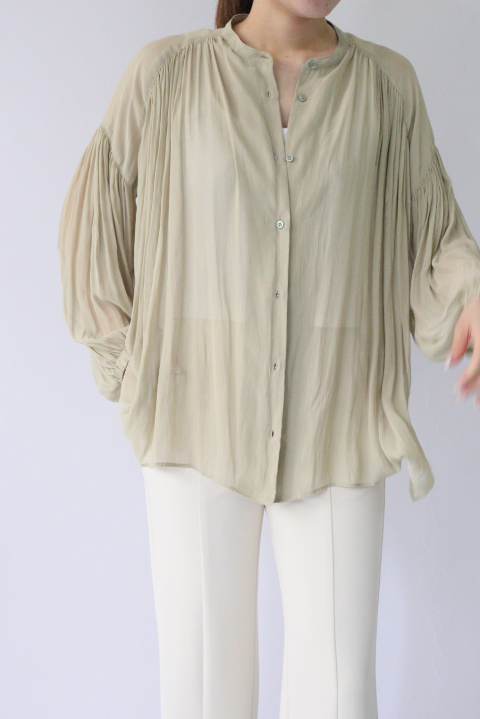 ACUTA アクータ】割繊シアーシフォンギャザーブラウス ブラウス