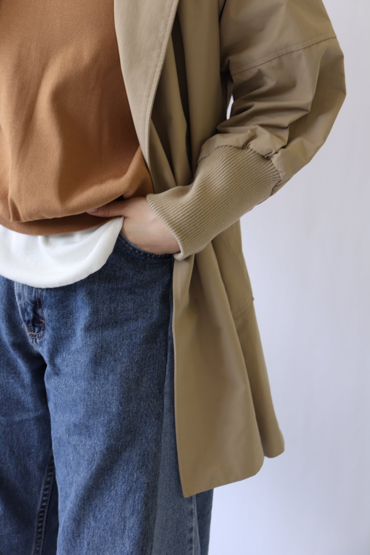 【ACUTA】袖リブバックベルトショートコート