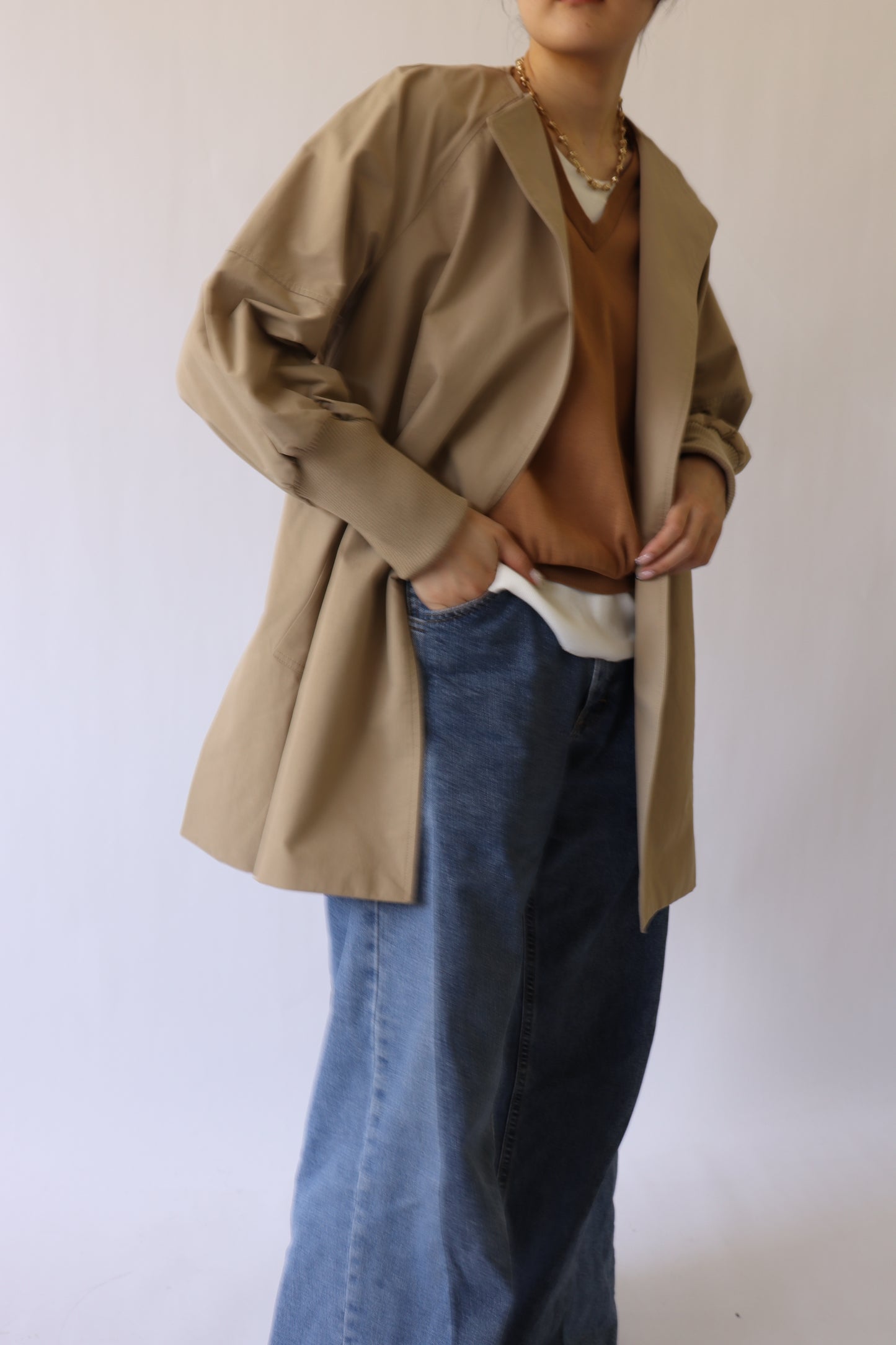 【ACUTA】袖リブバックベルトショートコート