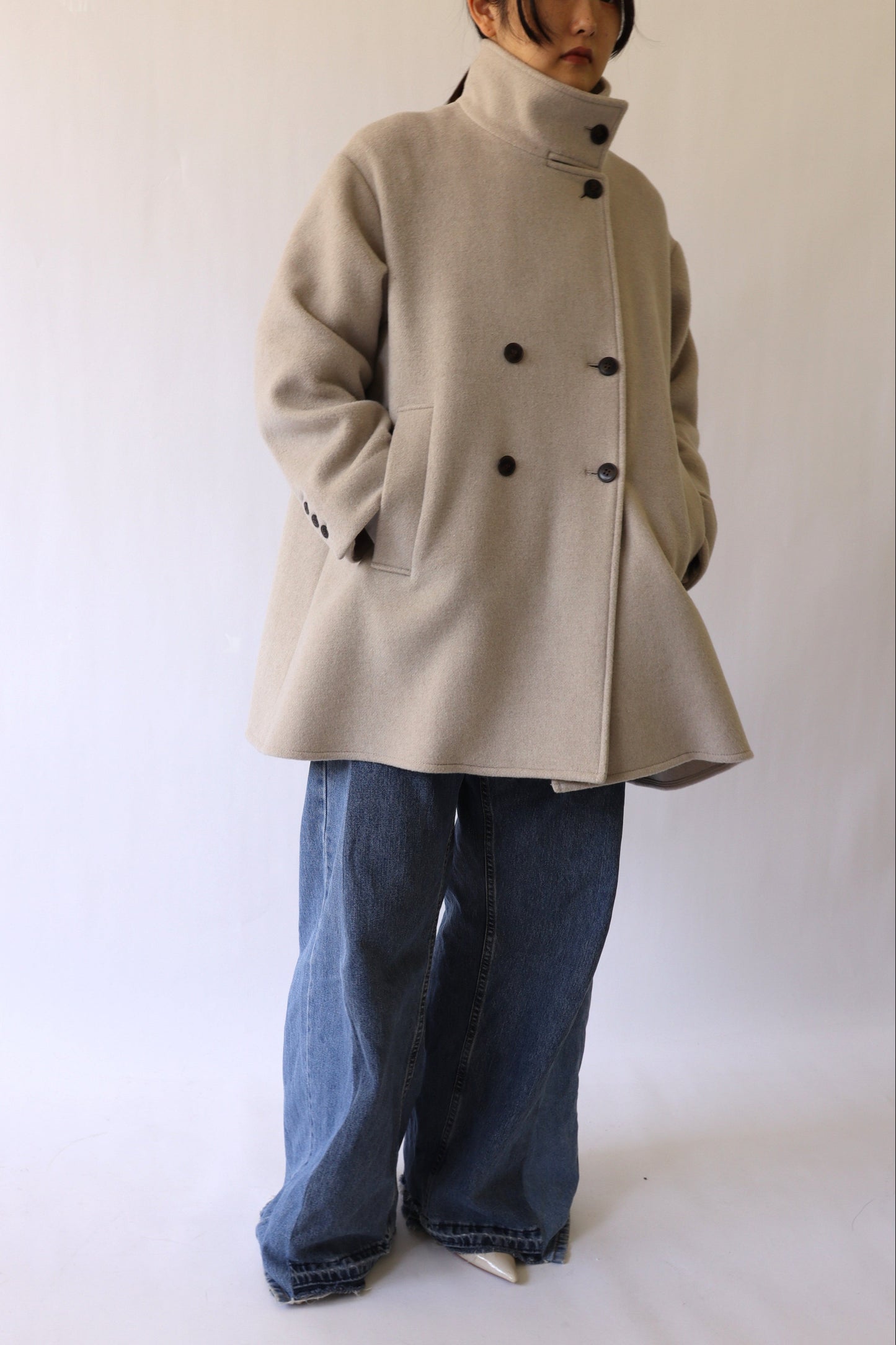 【ACUTA】WOスタンドネックミドル丈コート