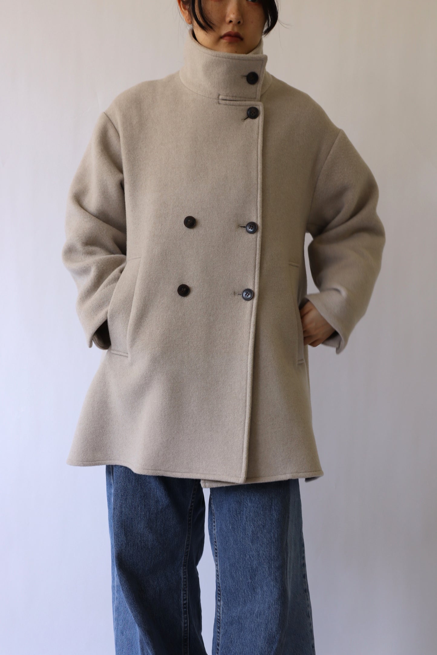 【ACUTA】WOスタンドネックミドル丈コート