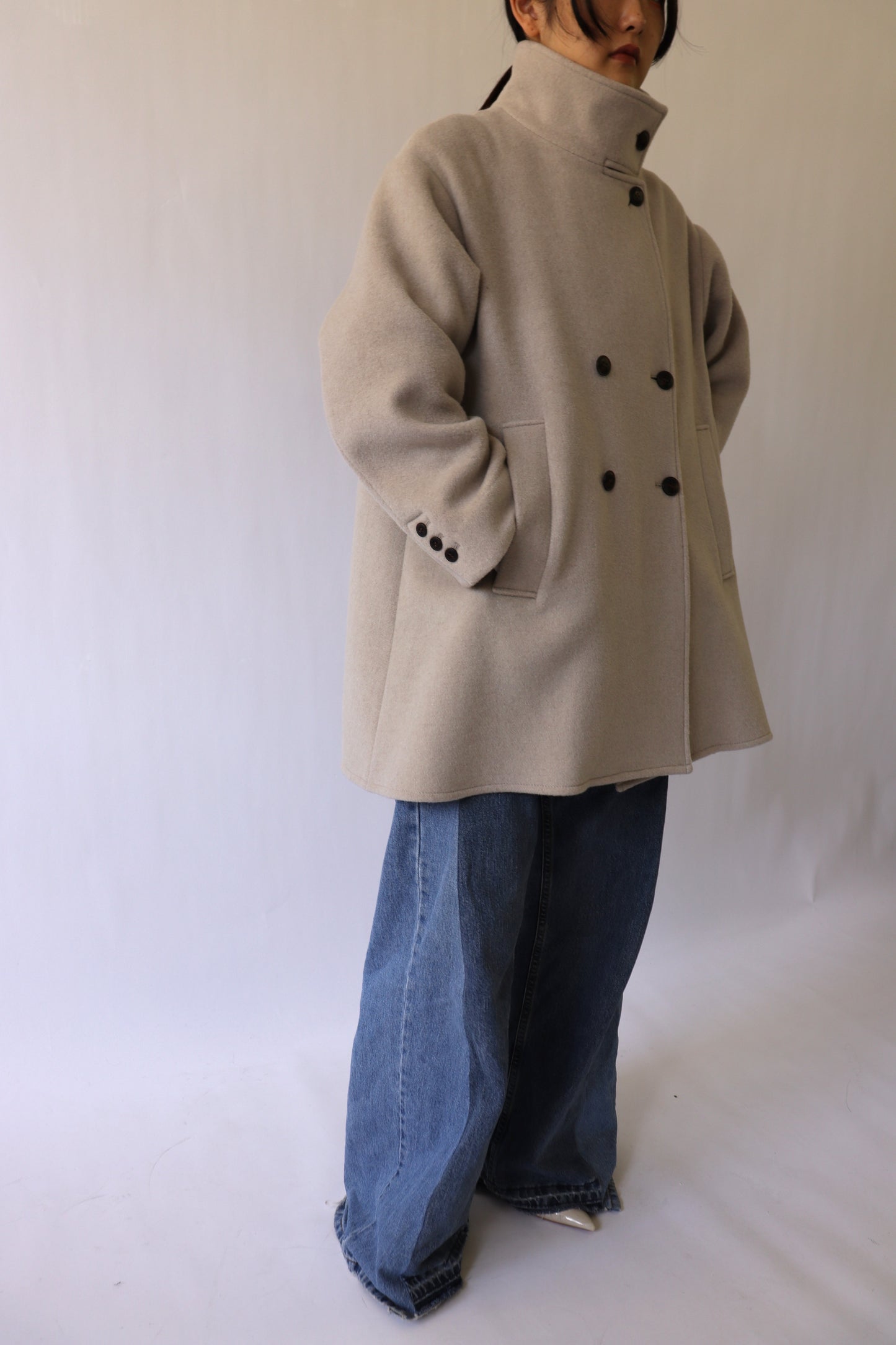 【ACUTA】WOスタンドネックミドル丈コート