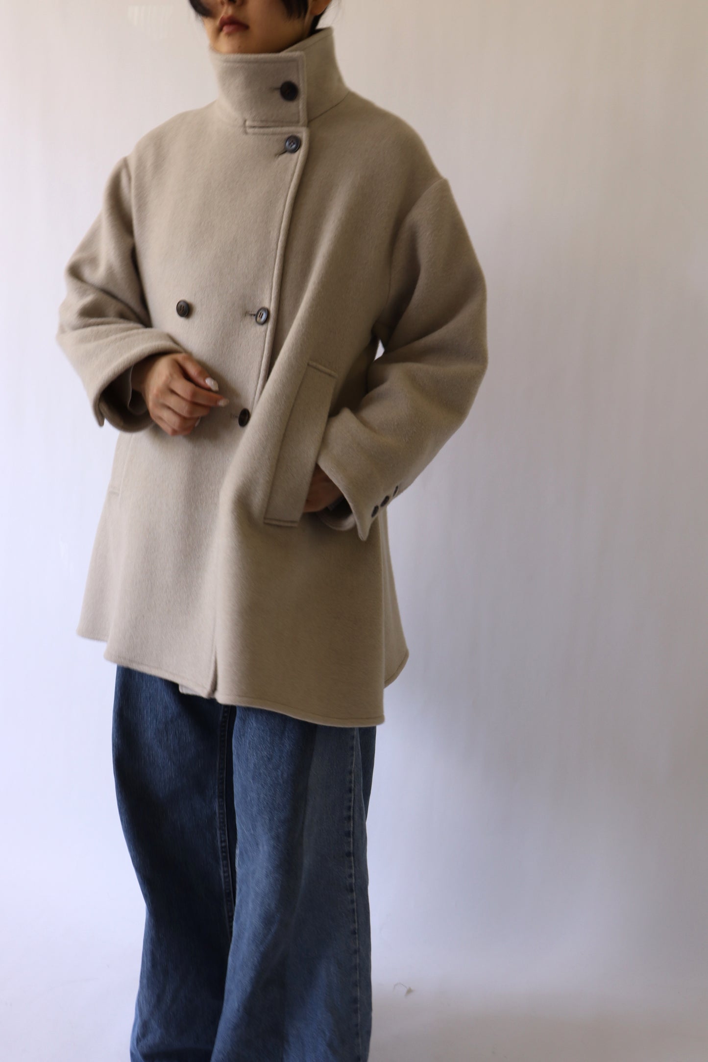 【ACUTA】WOスタンドネックミドル丈コート