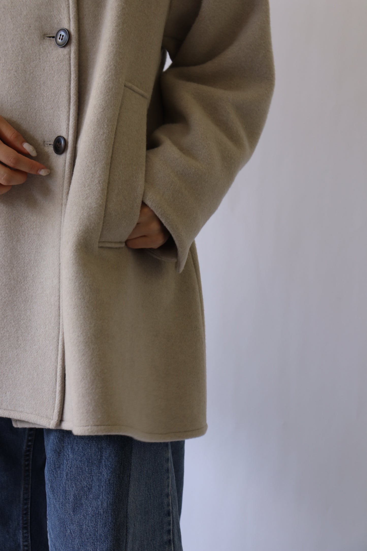 【ACUTA】WOスタンドネックミドル丈コート