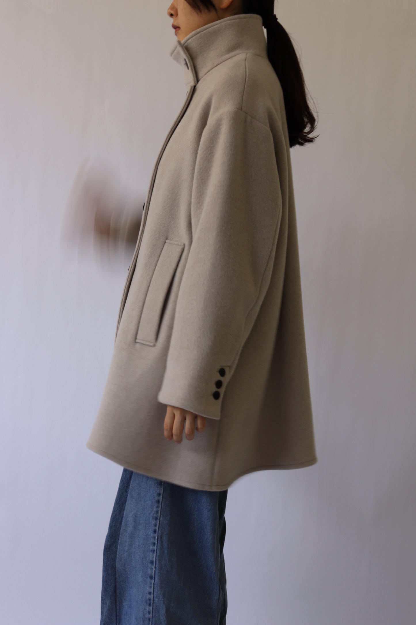 【ACUTA】WOスタンドネックミドル丈コート