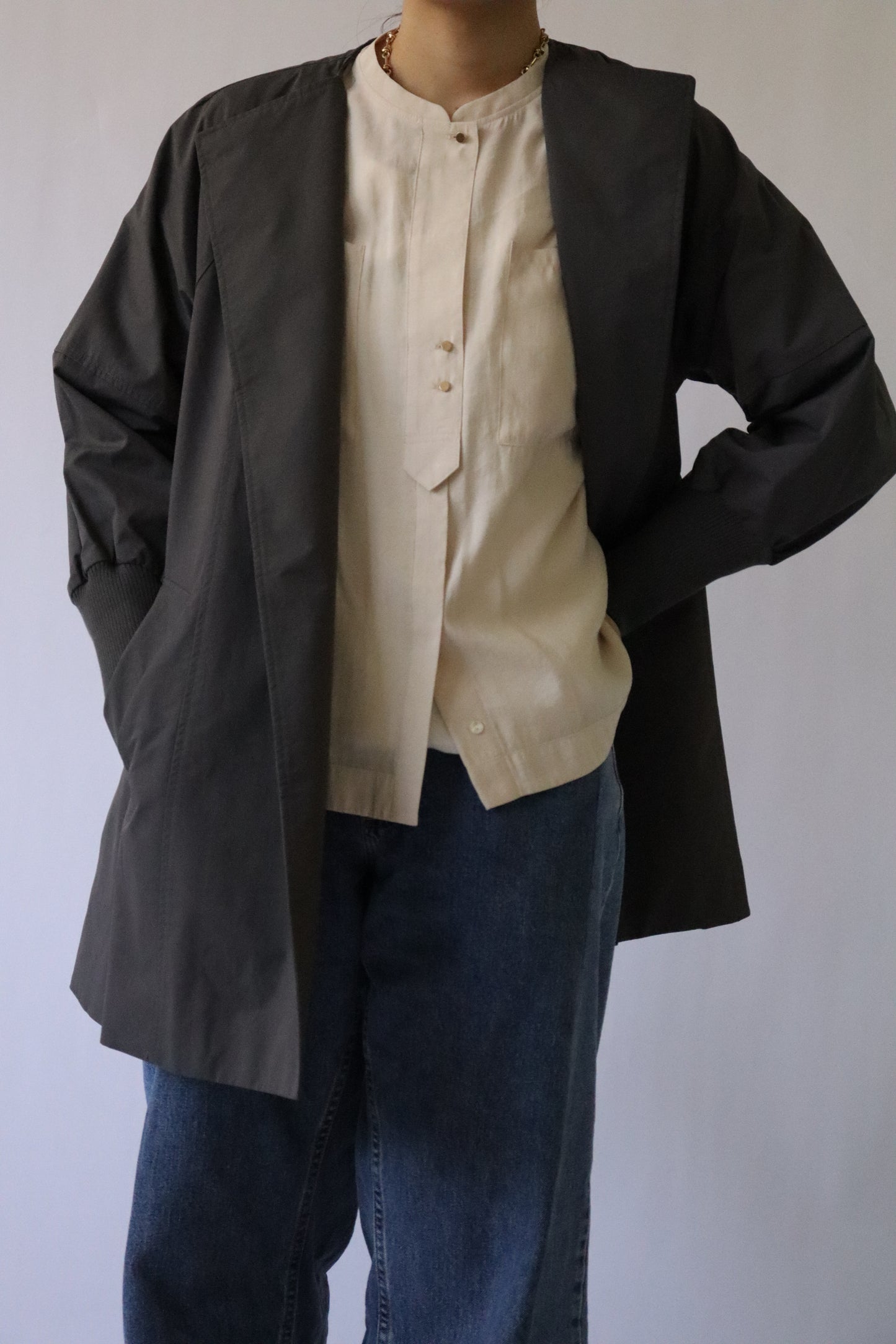 【ACUTA】袖リブバックベルトショートコート