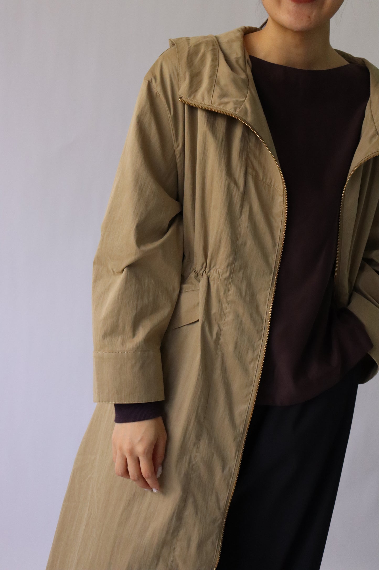 【ACUTA】フィブリルタッチフーディロングコート