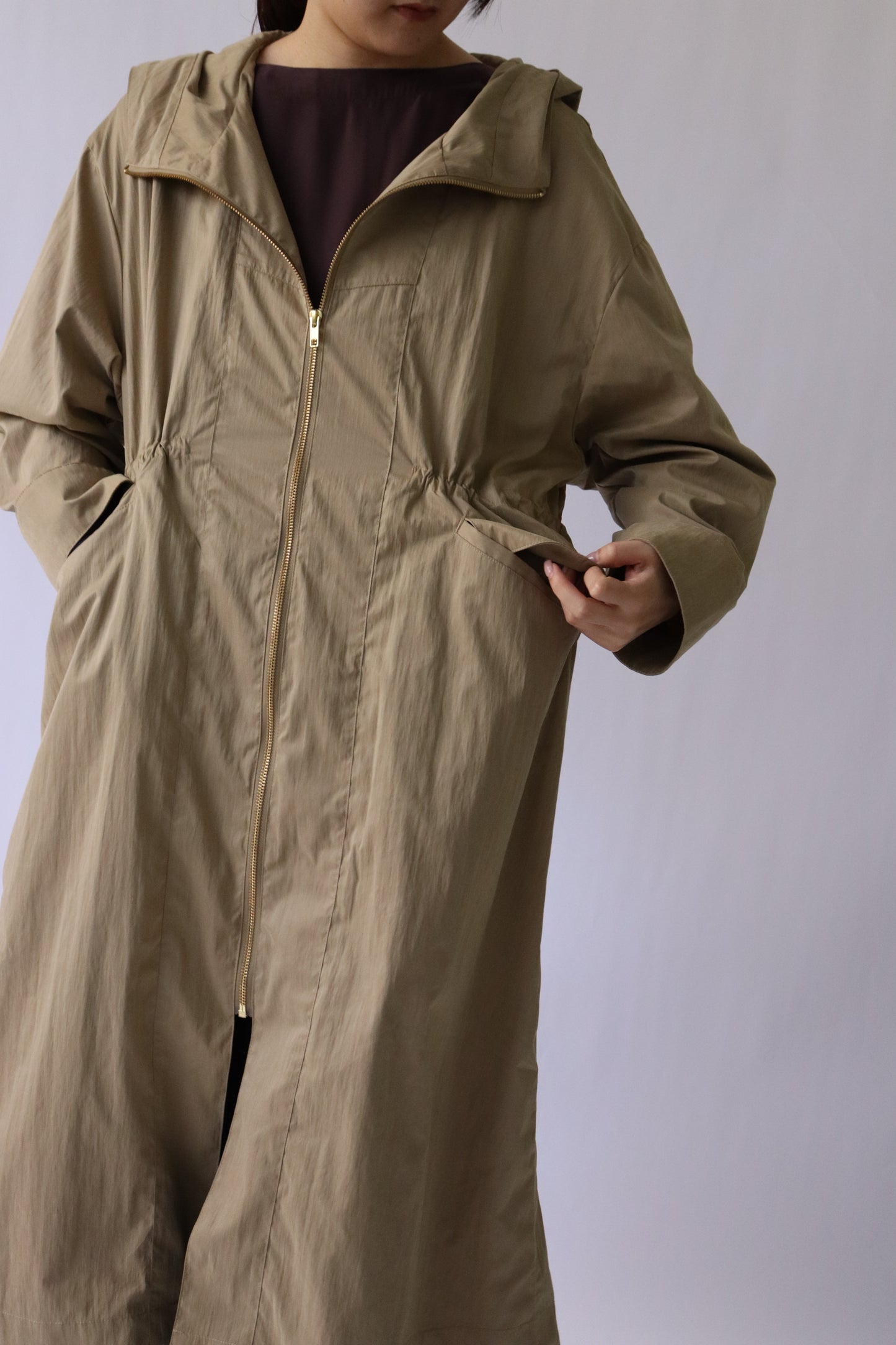 【ACUTA】フィブリルタッチフーディロングコート