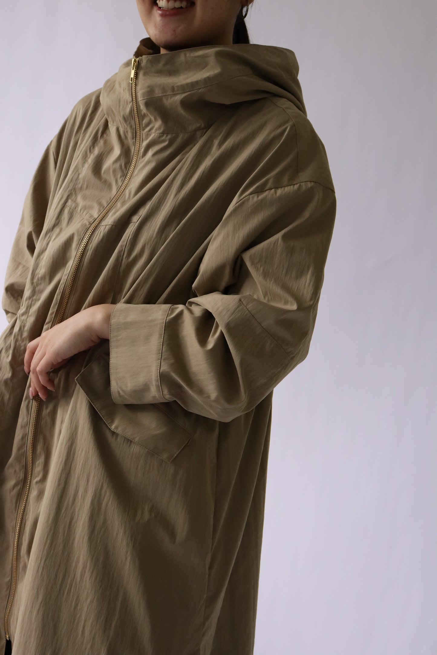 【ACUTA】フィブリルタッチフーディロングコート