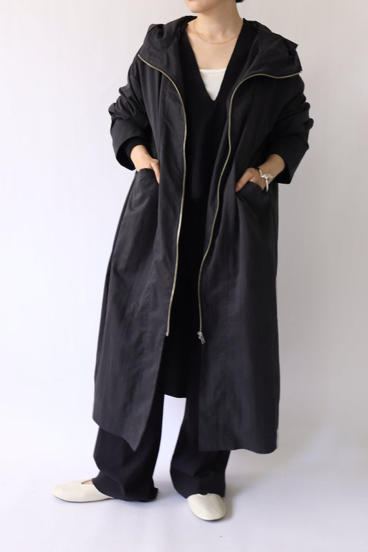 【PRE ORDER】フィブリルタッチフーディロングコート