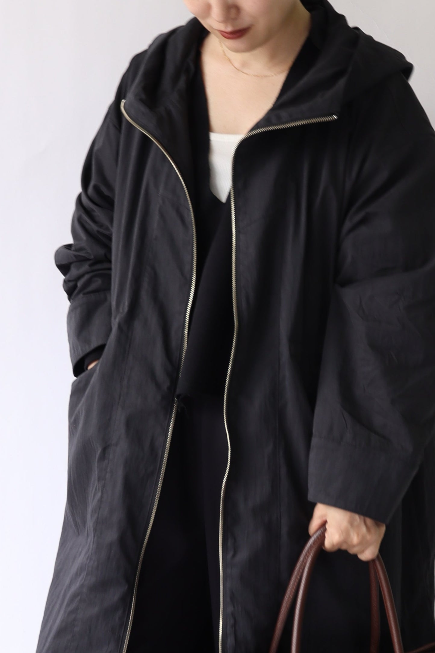 【ACUTA】フィブリルタッチフーディロングコート