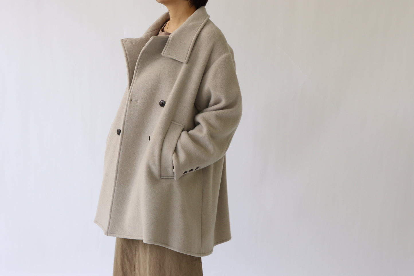 【ACUTA】WOスタンドネックミドル丈コート