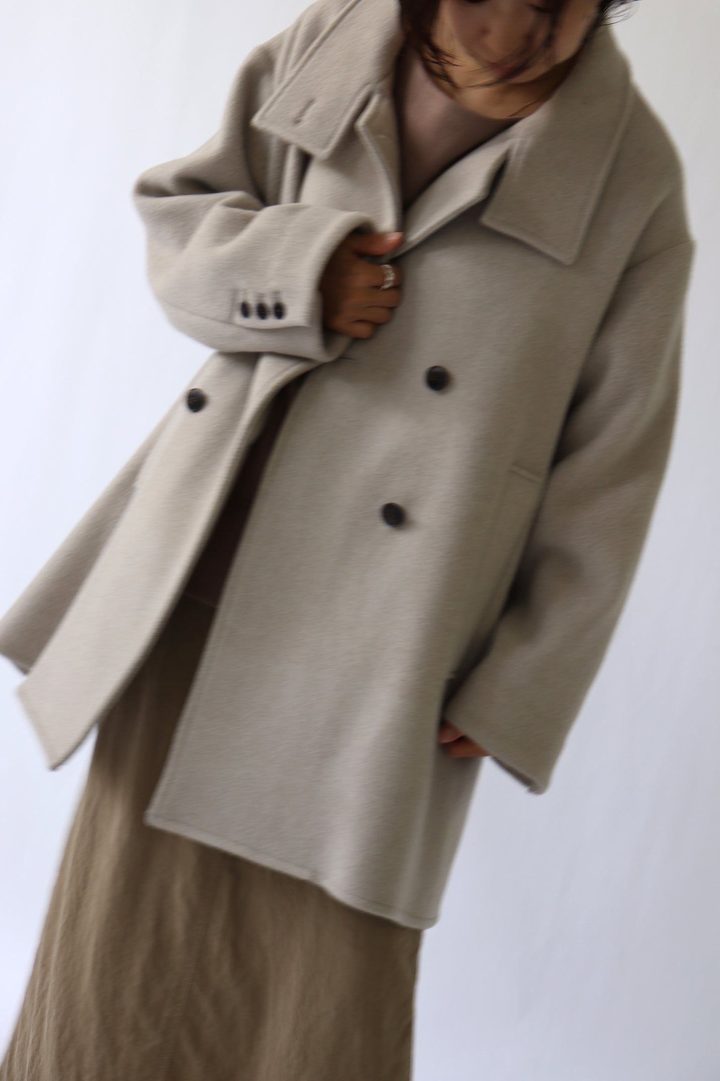 【ACUTA】WOスタンドネックミドル丈コート