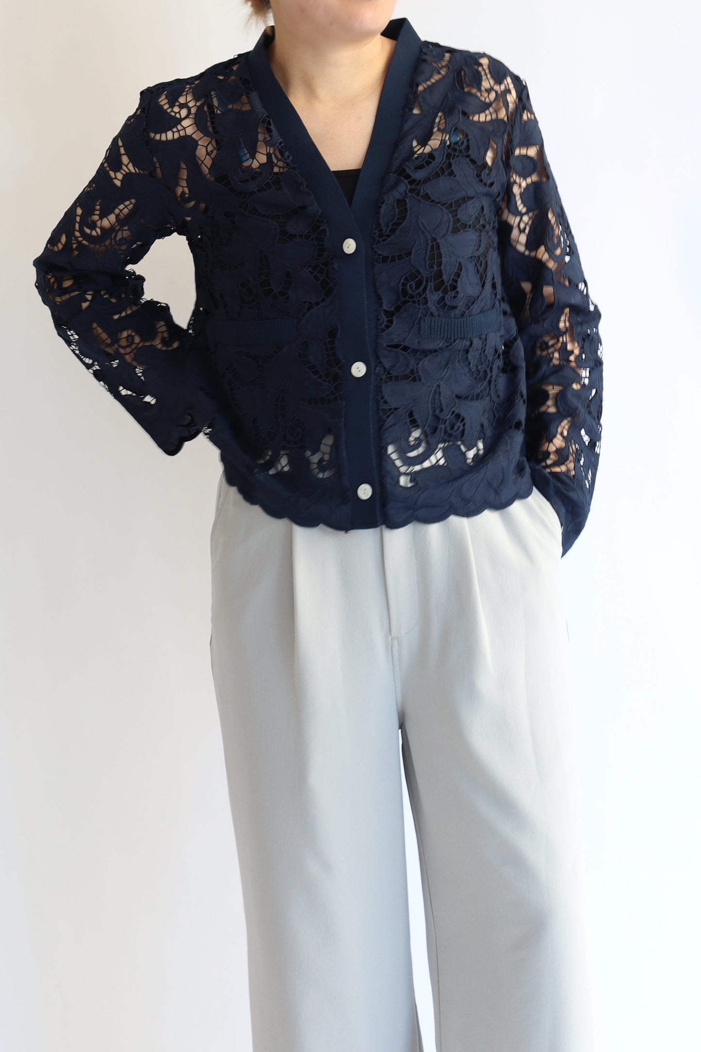【ACUTA】 カットワークレースカーディガン