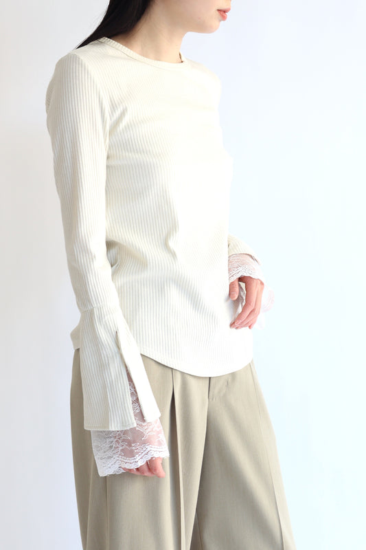 【ACUTA】袖口レースラメカットソー
