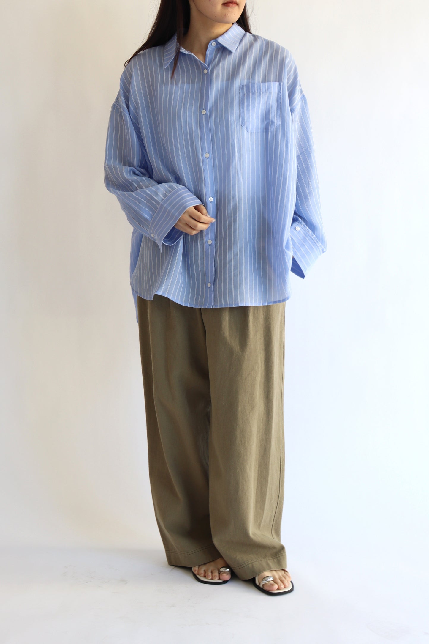 【ACUTA】【再入荷】シアーストライプマルチWAYシャツ
