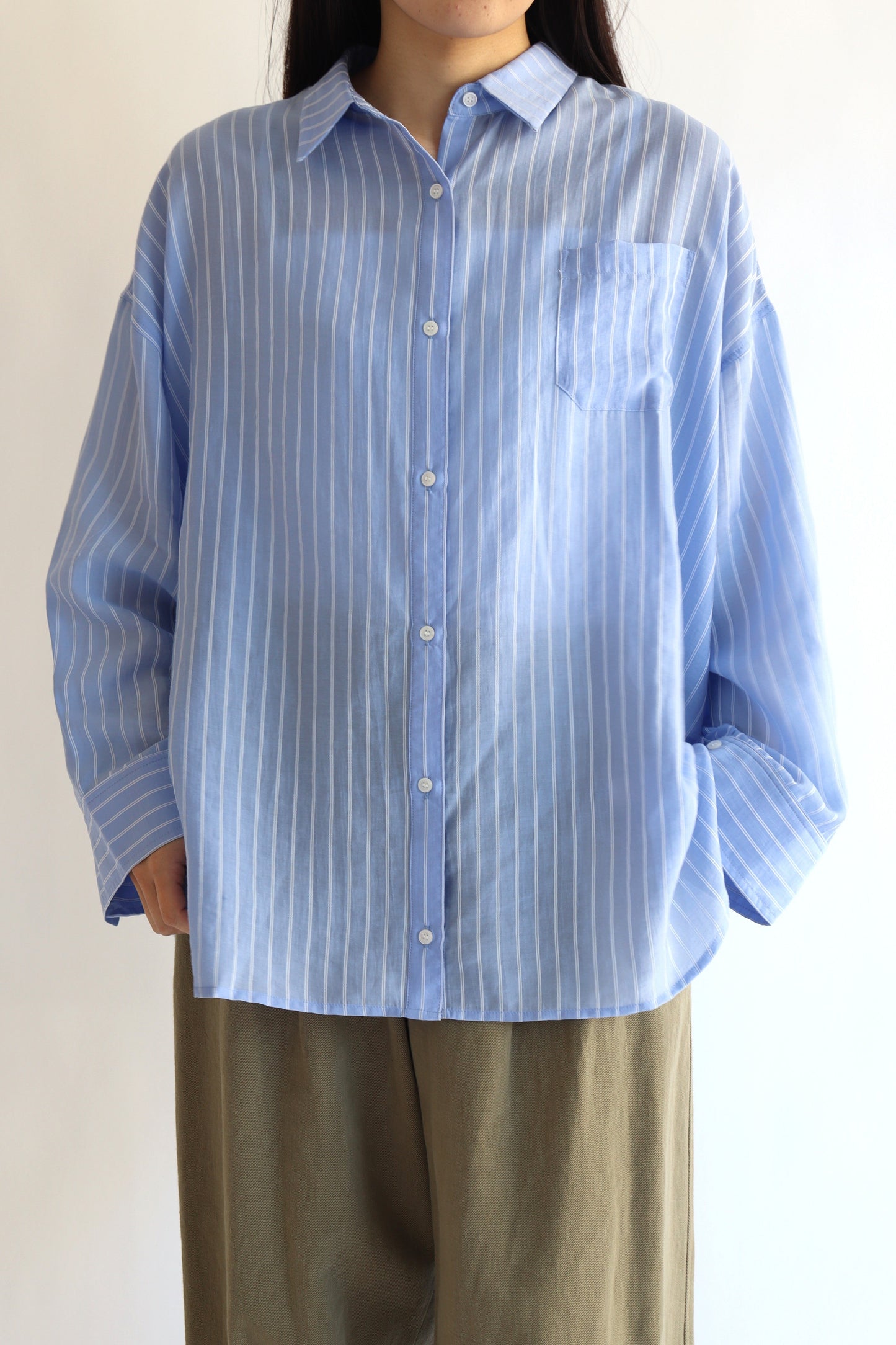 【ACUTA】【再入荷】シアーストライプマルチWAYシャツ