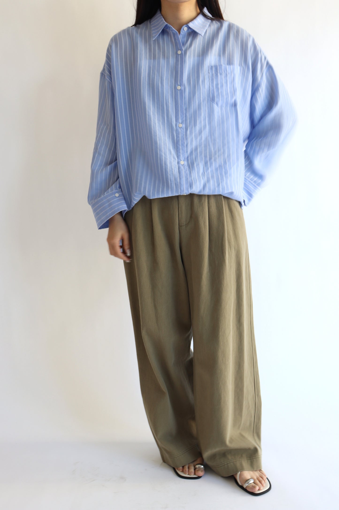 【ACUTA】【再入荷】シアーストライプマルチWAYシャツ