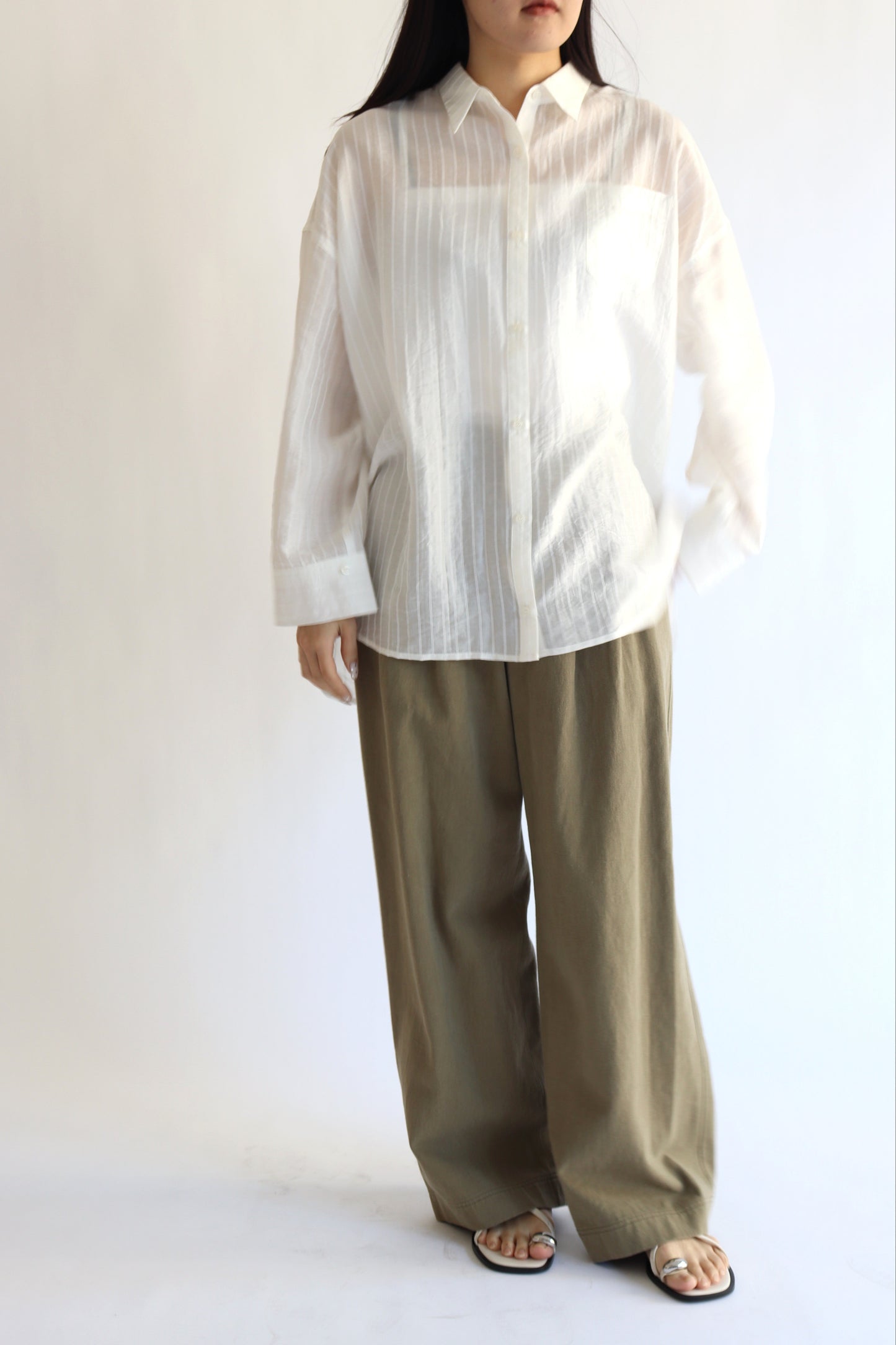 【ACUTA】【再入荷】シアーストライプマルチWAYシャツ