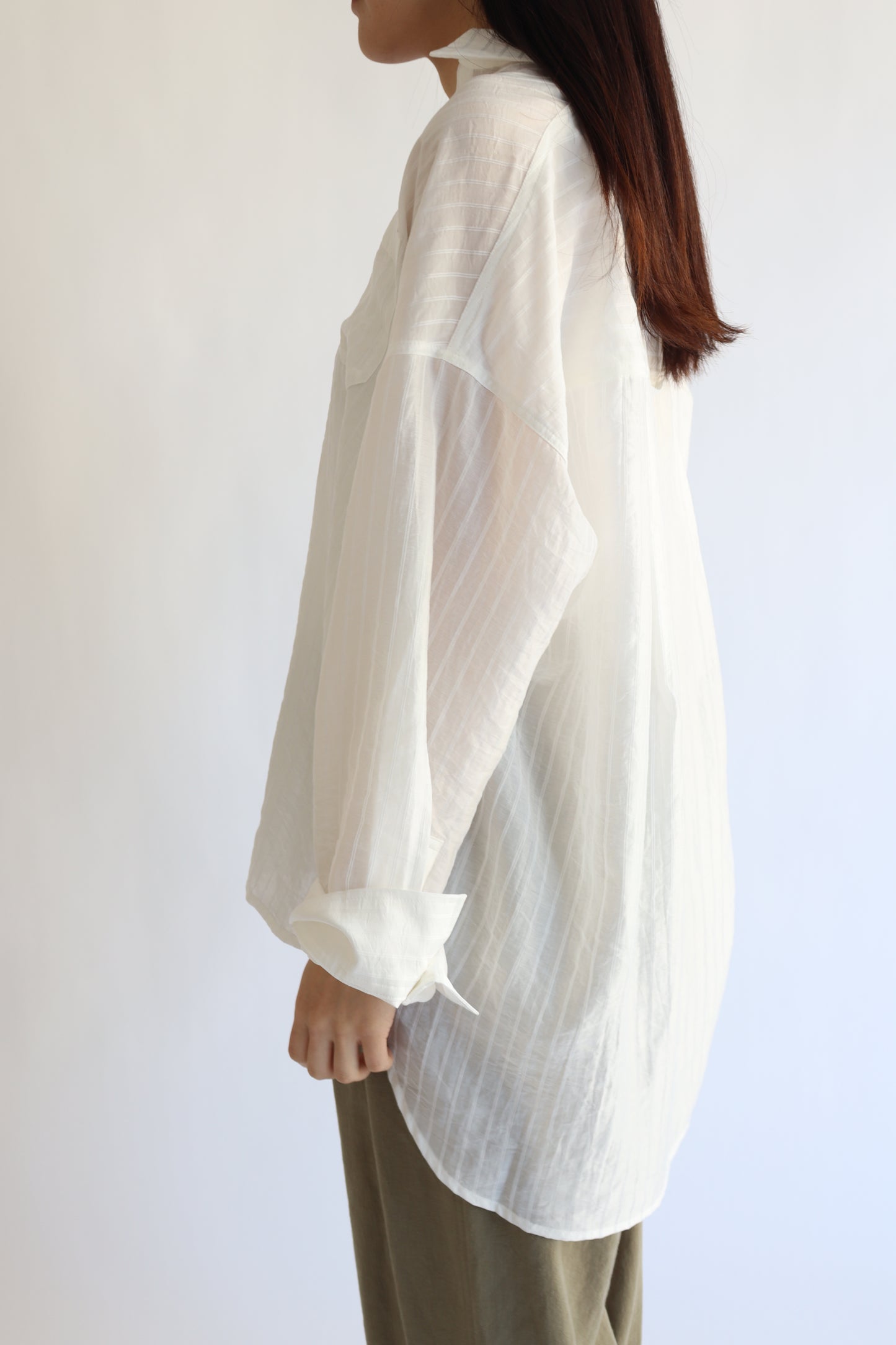 【ACUTA】【再入荷】シアーストライプマルチWAYシャツ