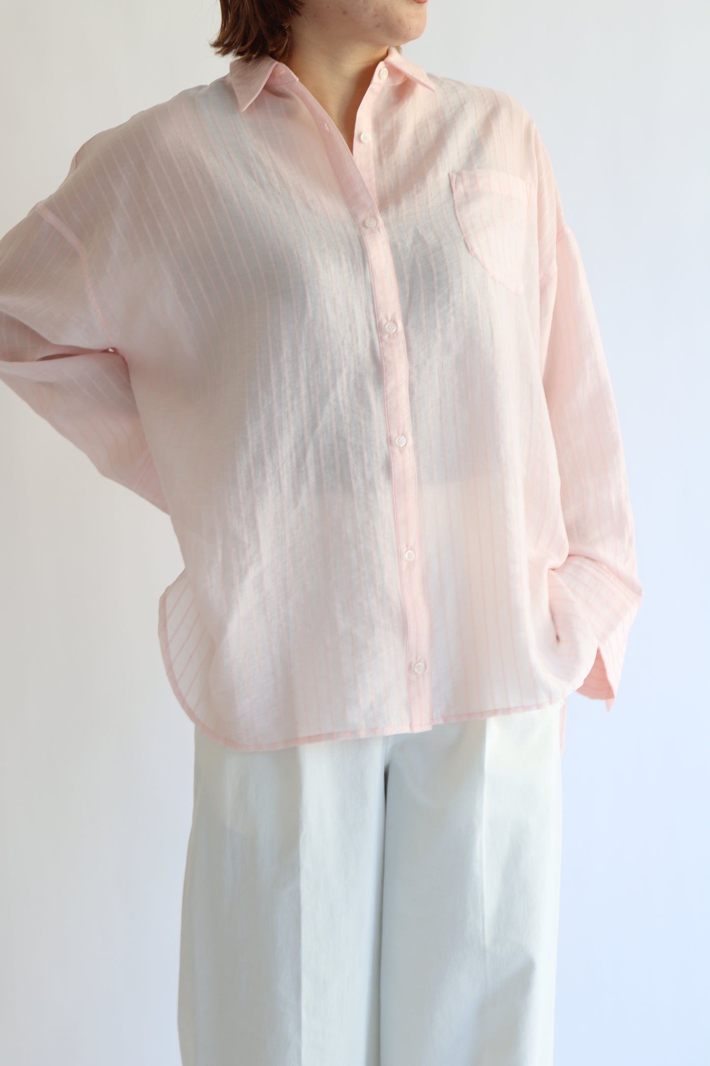 【ACUTA】【再入荷】シアーストライプマルチWAYシャツ