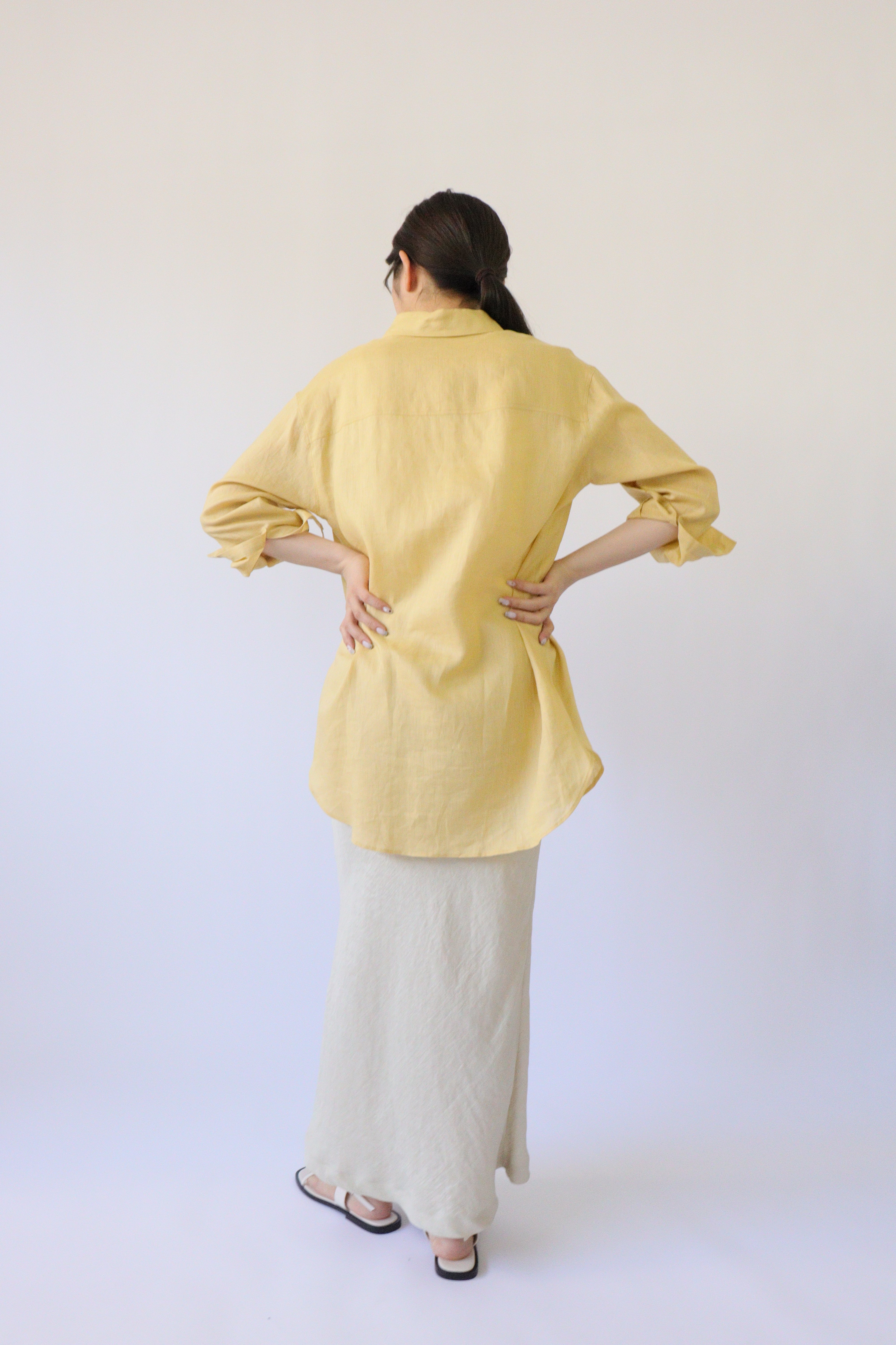 ACUTA アクータ】シャツ リネンシャツ ウォッシュリネンロング