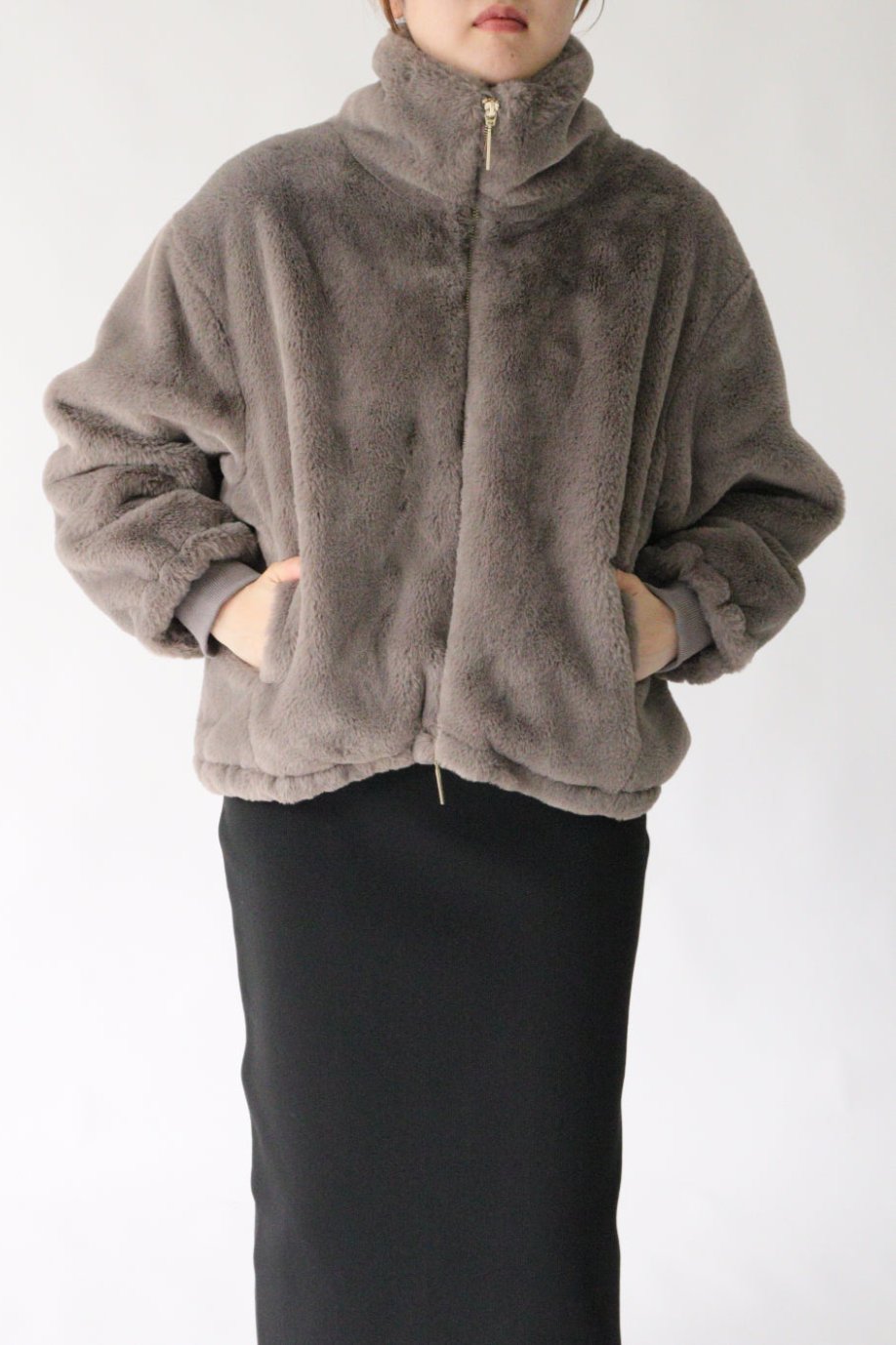 Stand collar volume fur coat｜ACLENT（アクレント）