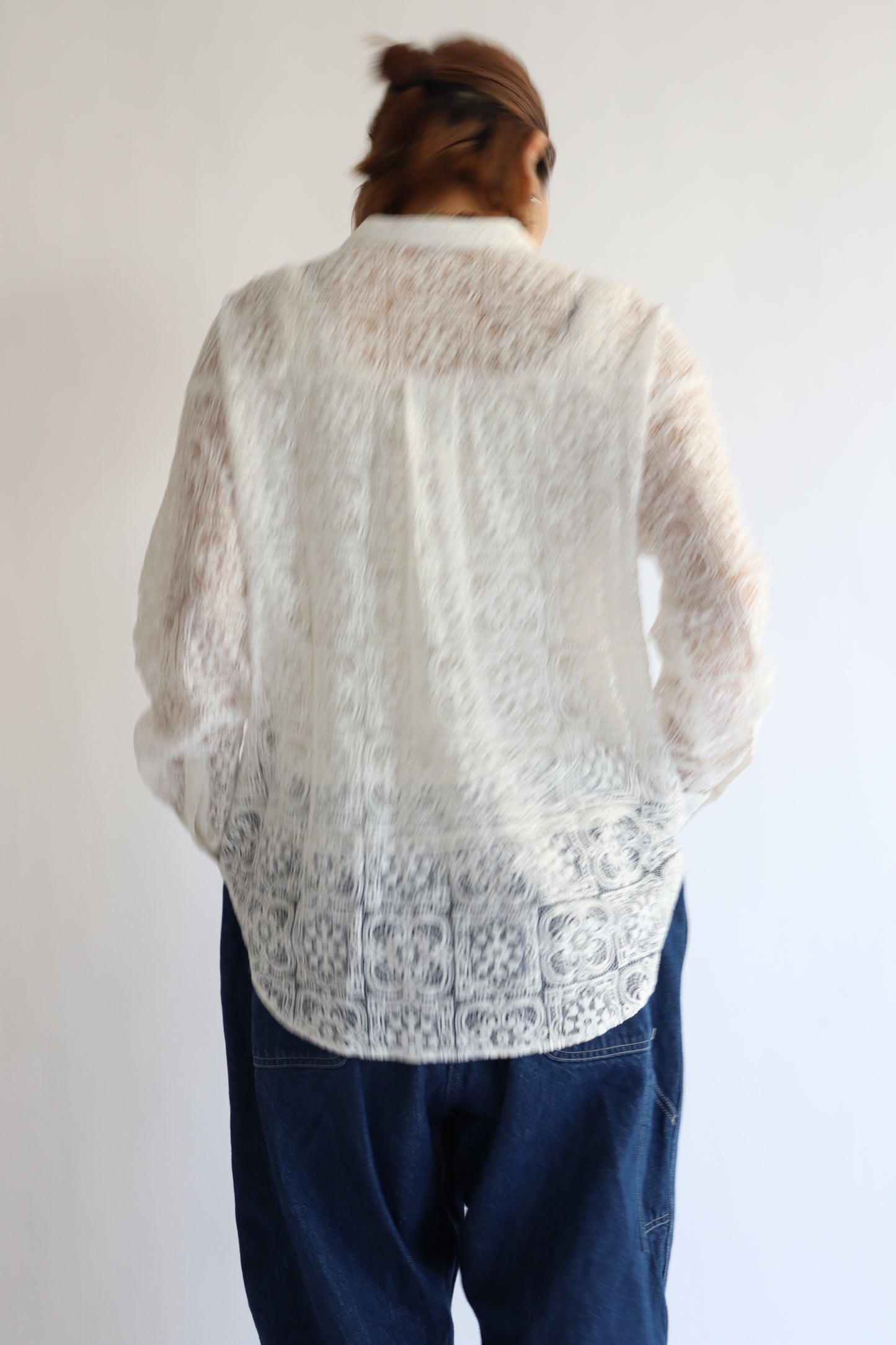 【ACUTA】 バンドカラーレースシャツ