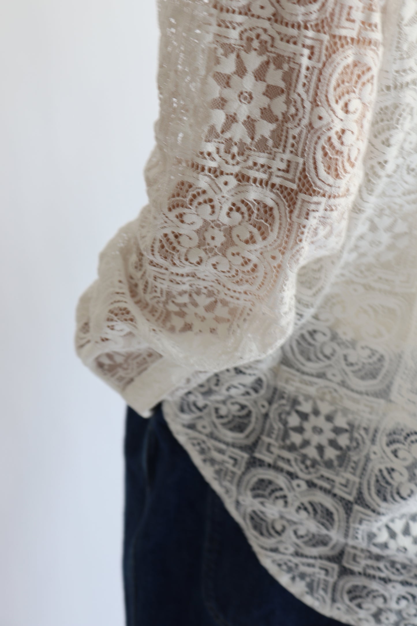 【ACUTA】 バンドカラーレースシャツ